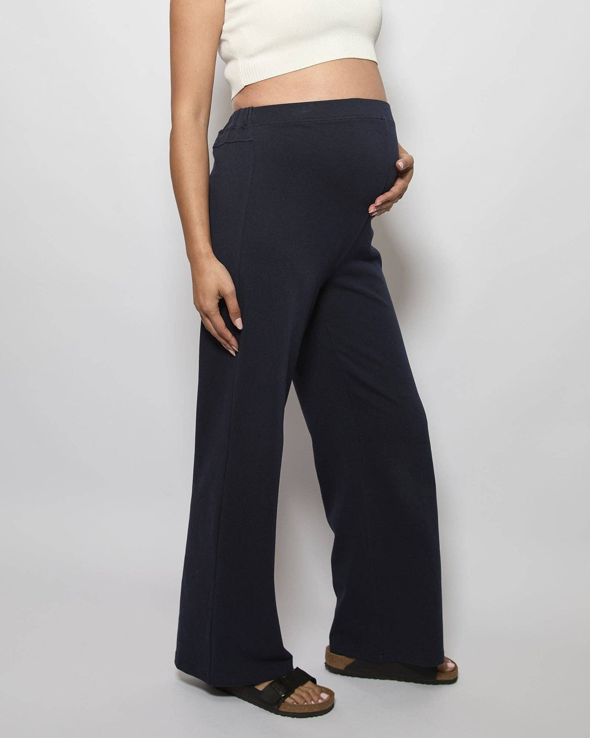 Harriette Wide Cotton Pants - Navy