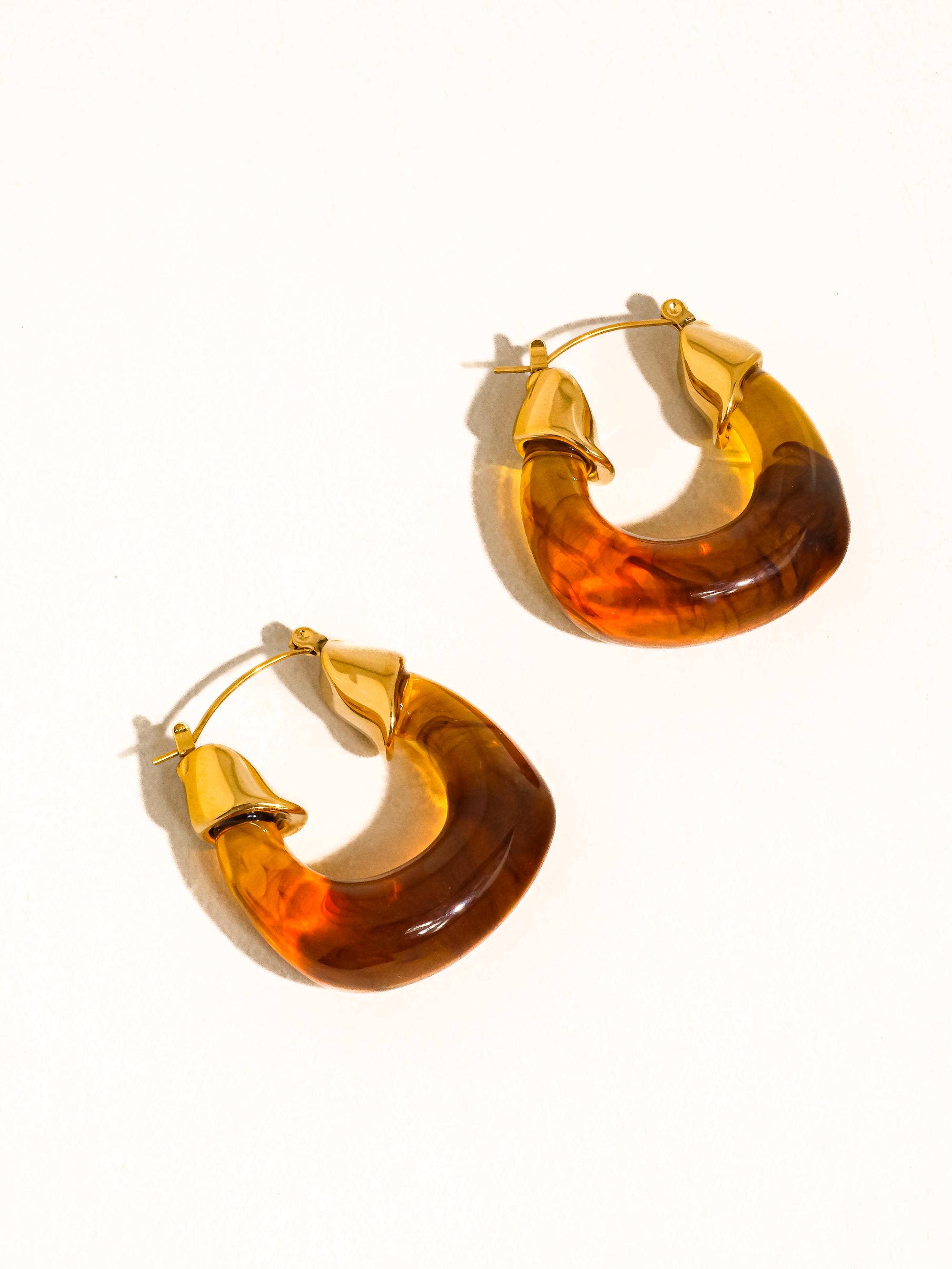 Arlowe 18K Gold Resin Hoop Earrings