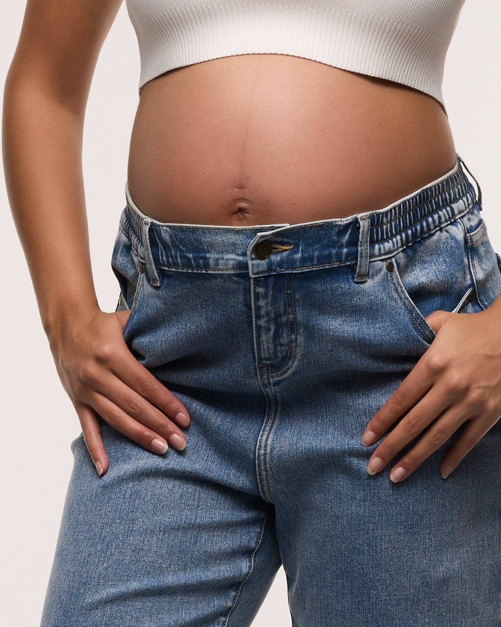 Relaxed Wide Leg Maternity Jeans (Dark Stone)