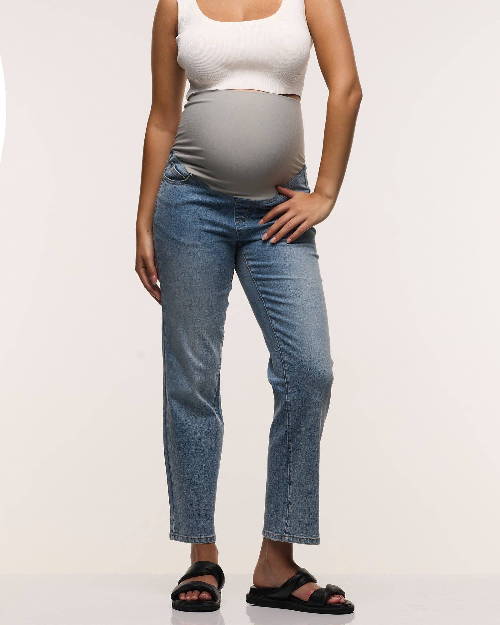 Heaven Slim Overbelly Jeans – Maternity Slim Fit, Cropped Denim