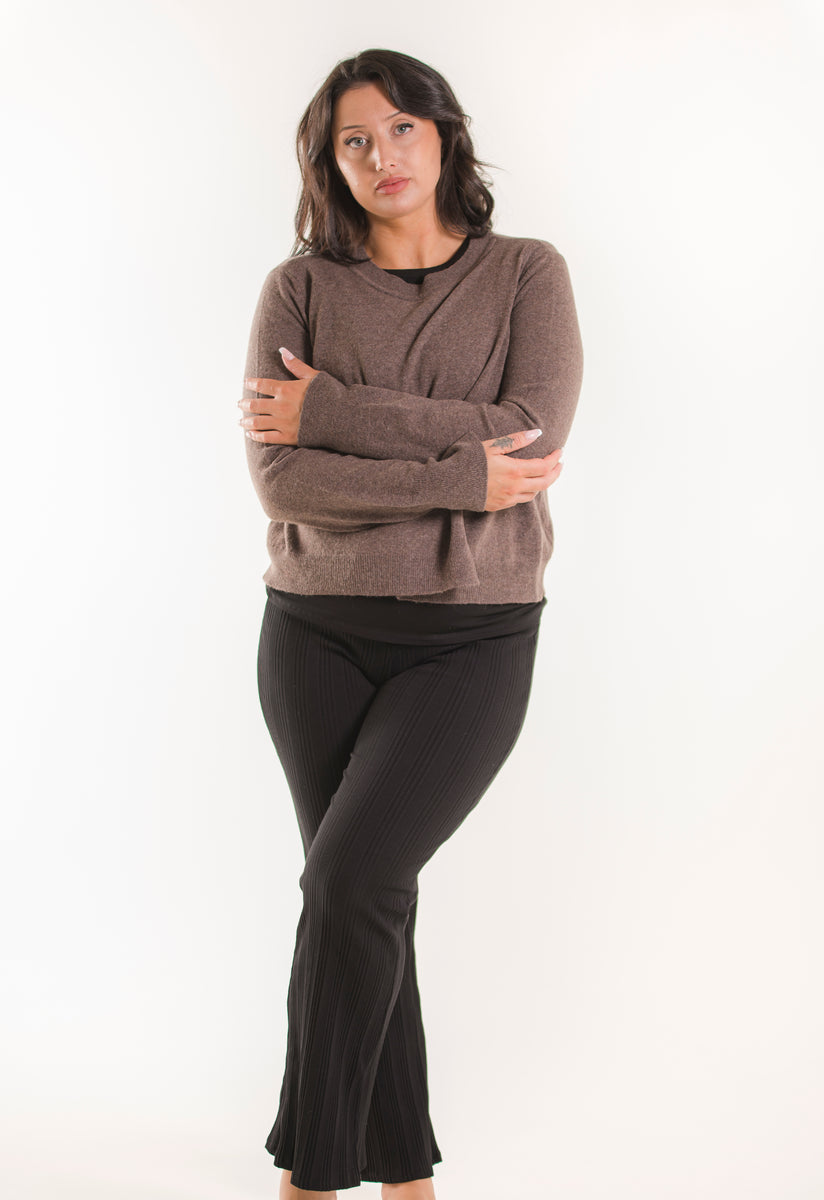 Sweat-shirt d'allaitement en laine à col rond