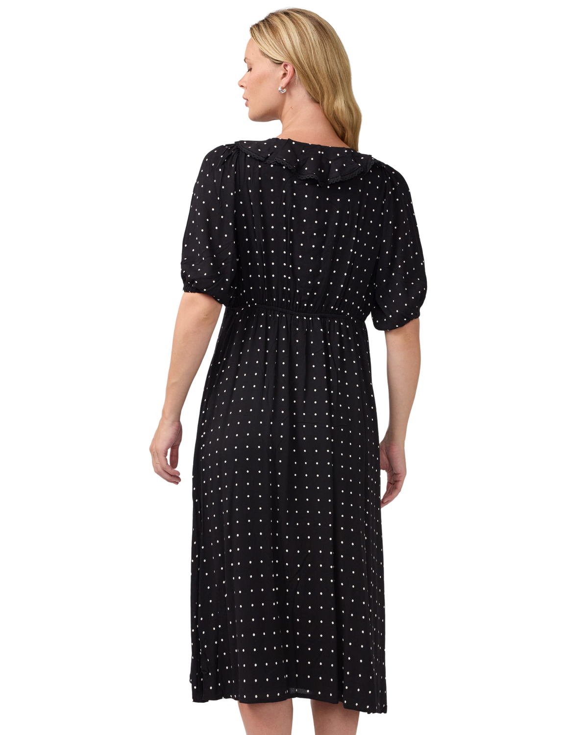 Ruffle V-Neck Maternity Midi Dress