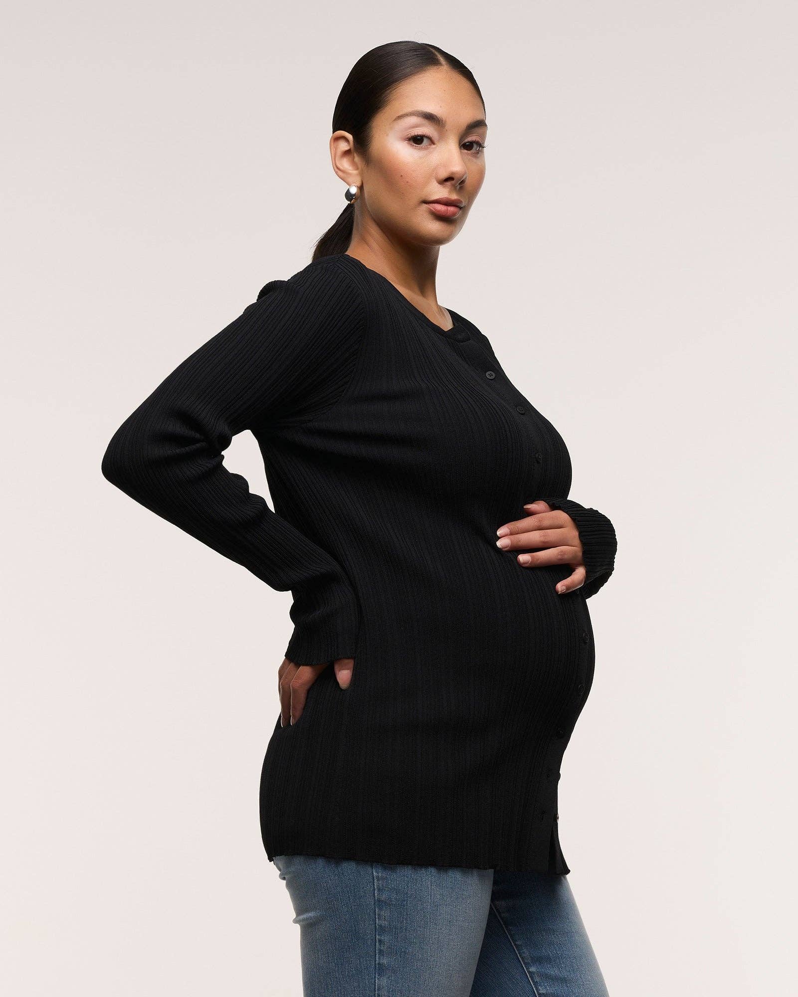 Gilet d'allaitement Mabel en maille à col rond