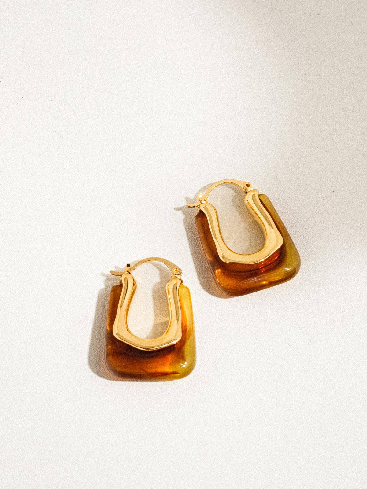 Talia 18K Gold U-Shaped Hoop Earrings – Cognac