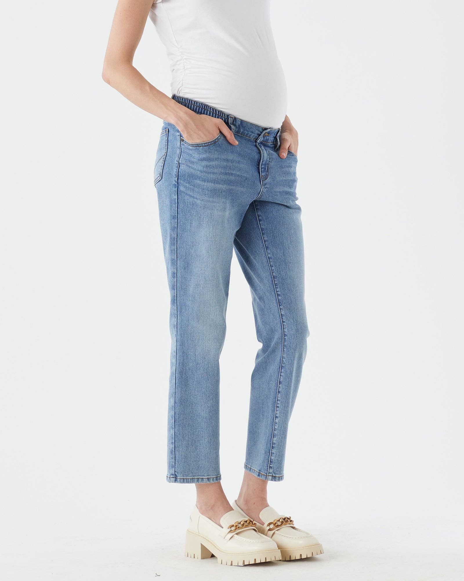 Heaven Slim Ankle Maternity Jeans (Mid Wash)