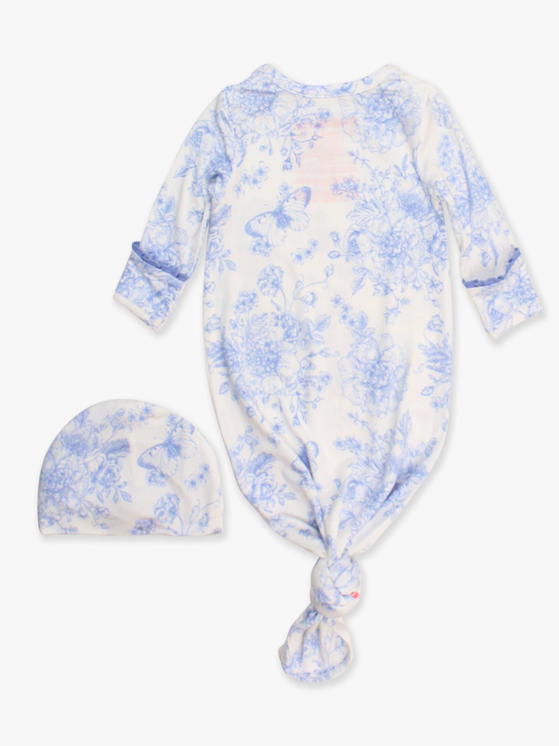 Ensemble pyjama et bonnet SoftSnooze™ pour bébé fille, motif papillon pervenche et bambou