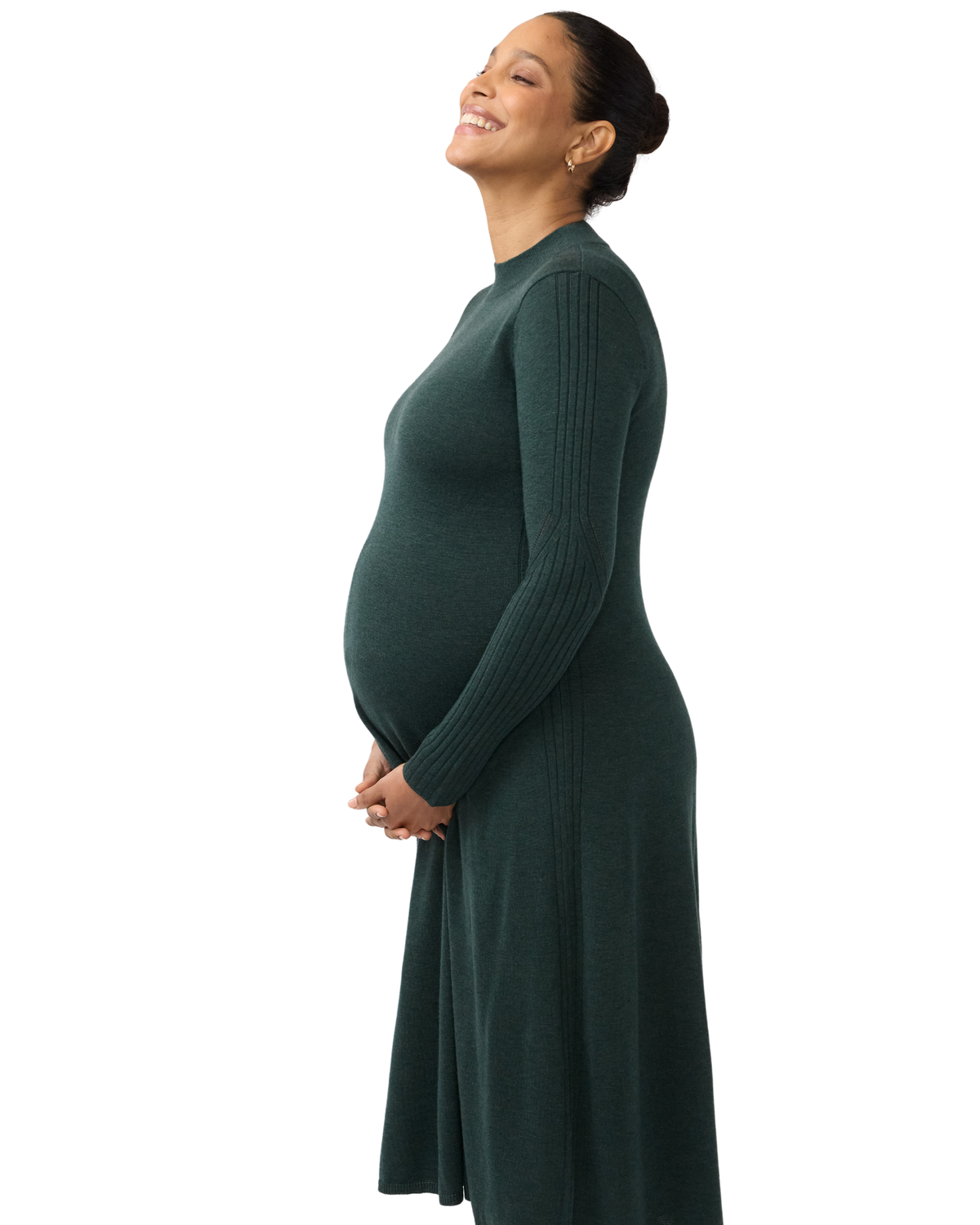 Long Sleeve Fit-and-Flare Sweater Maternity Midi Dress