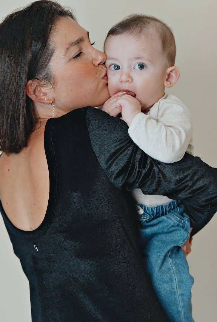 Long Velvet Backless Maternity + Nursing Dress