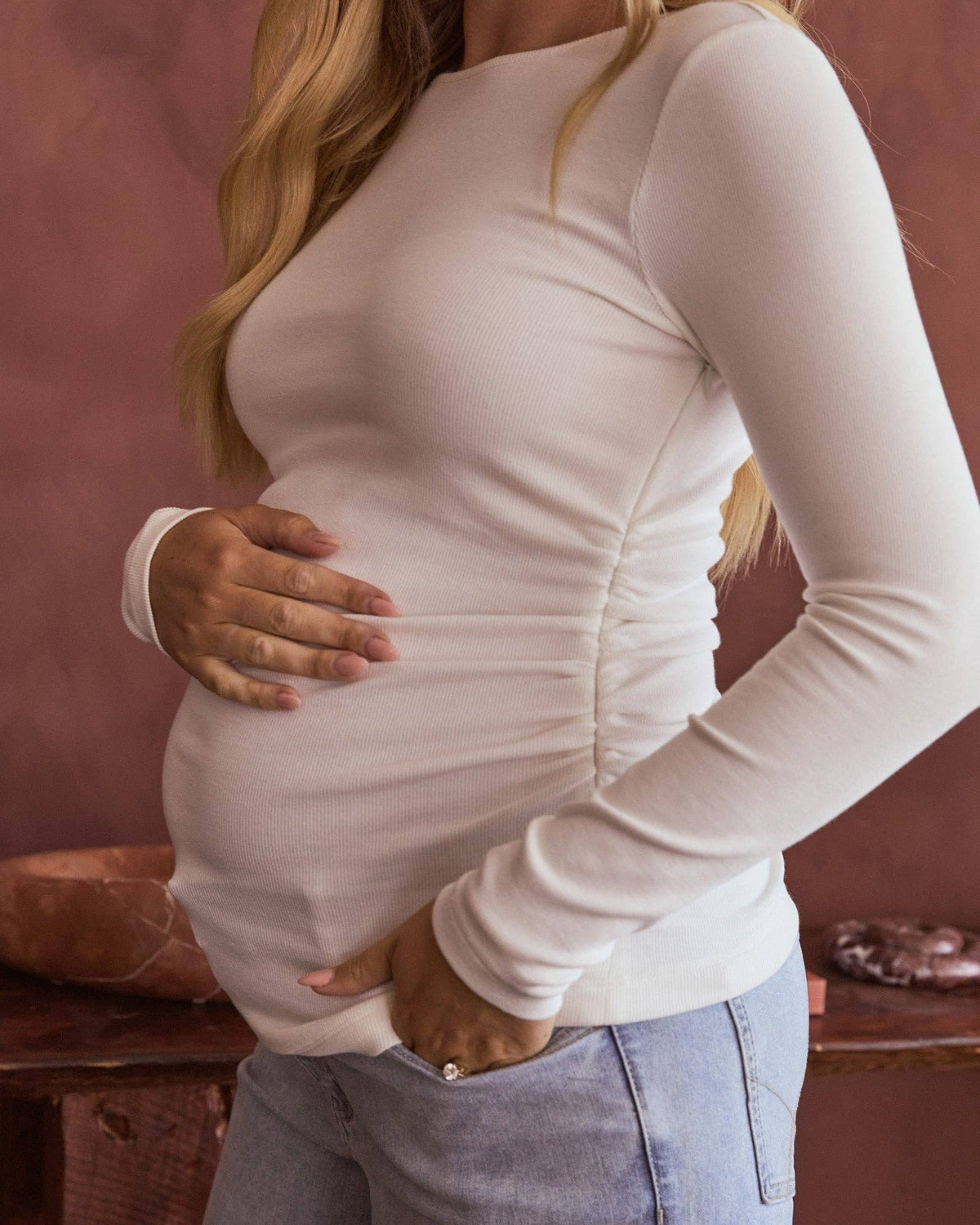 Base Soft Rib Feeding Top - White