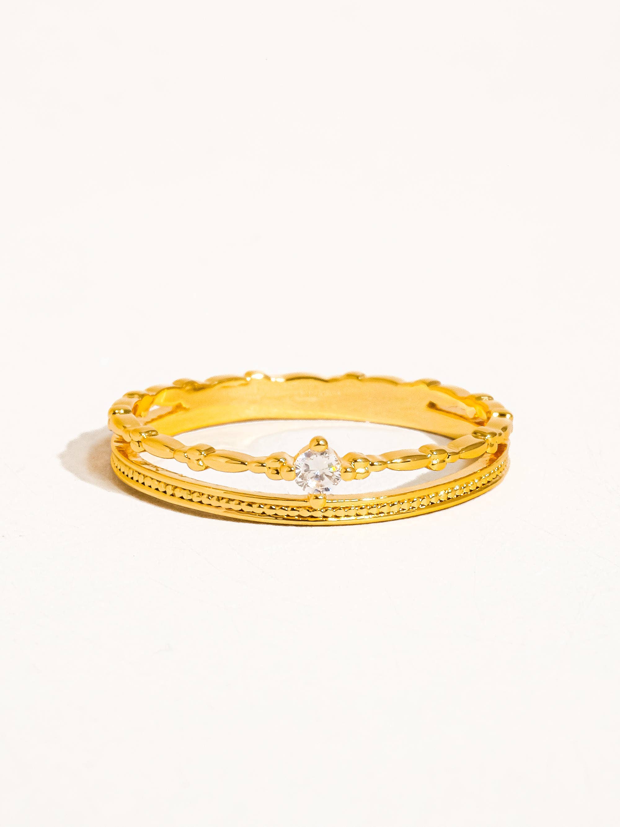 Belen 18K Gold CZ Thin Layered Ring