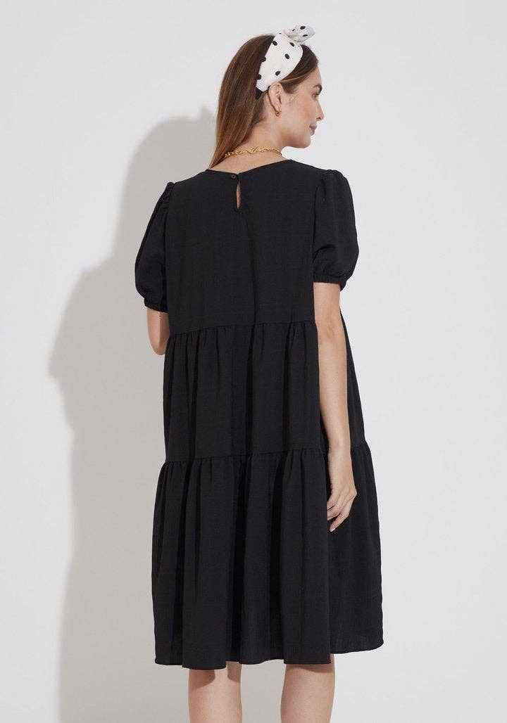 Robe en crêpe texturée noire