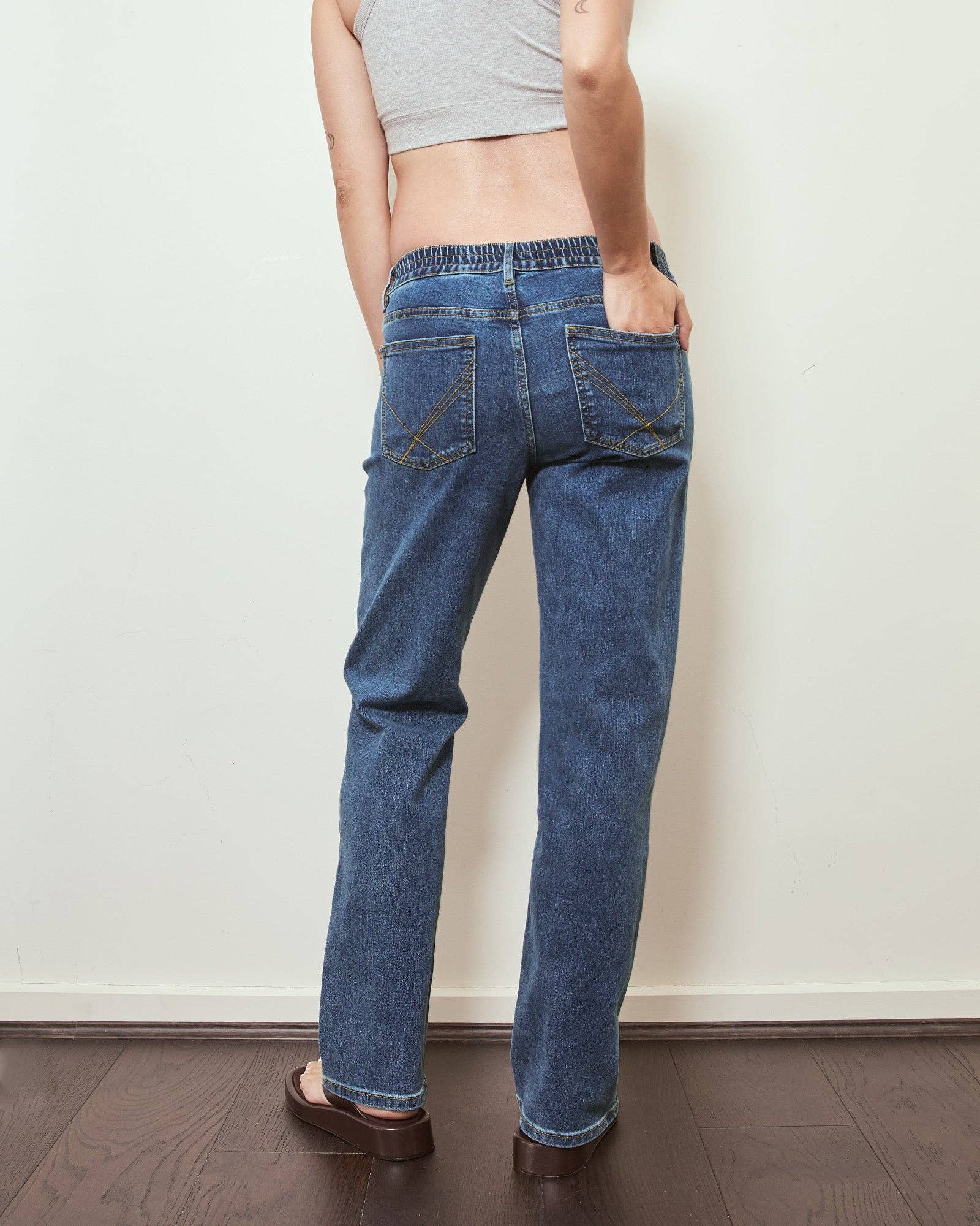 Slim Straight Leg Jeans (Blue Wash)