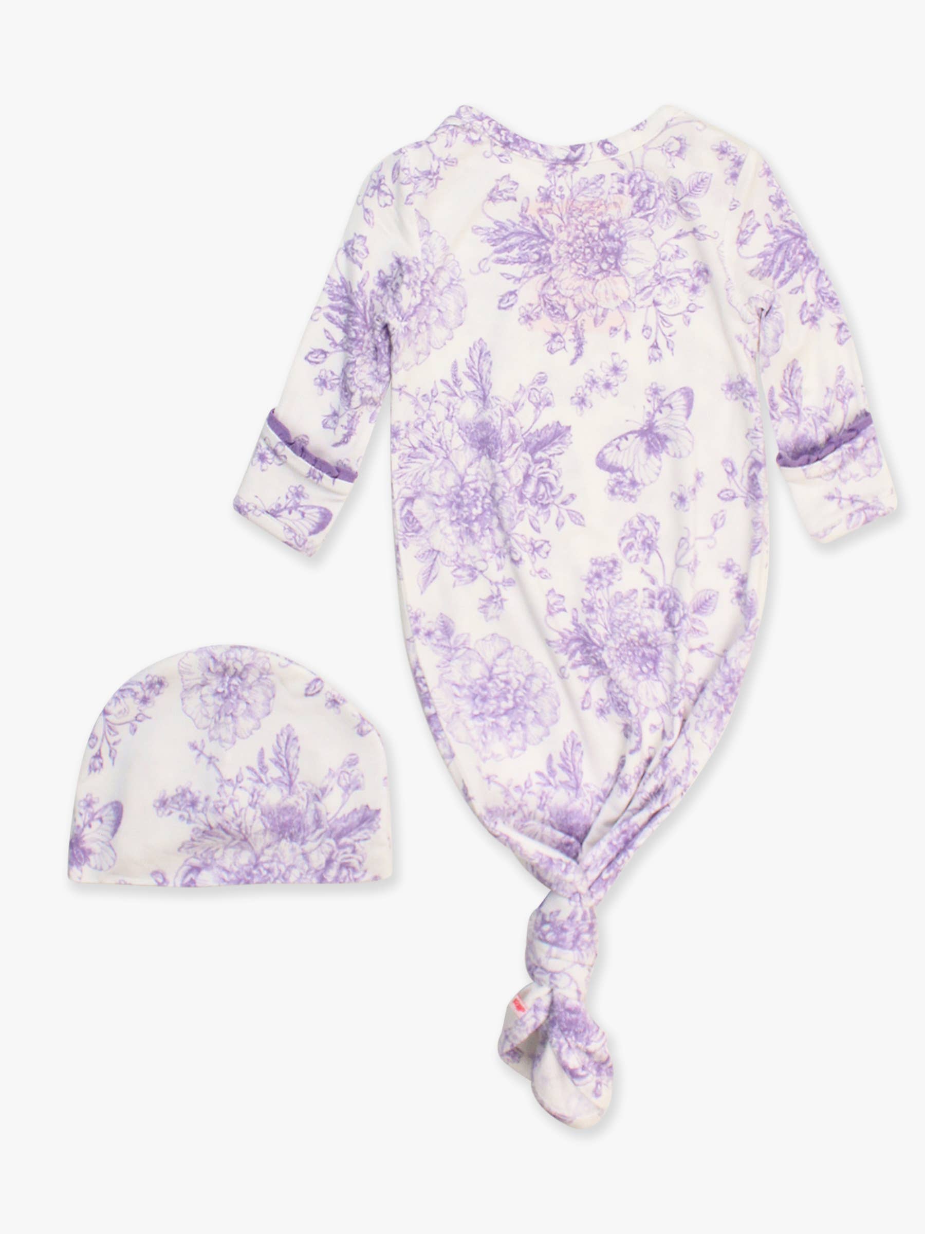 SoftSnooze™ Baby Girls Bamboo Purple Butterfly Sleep Gown & Hat Set