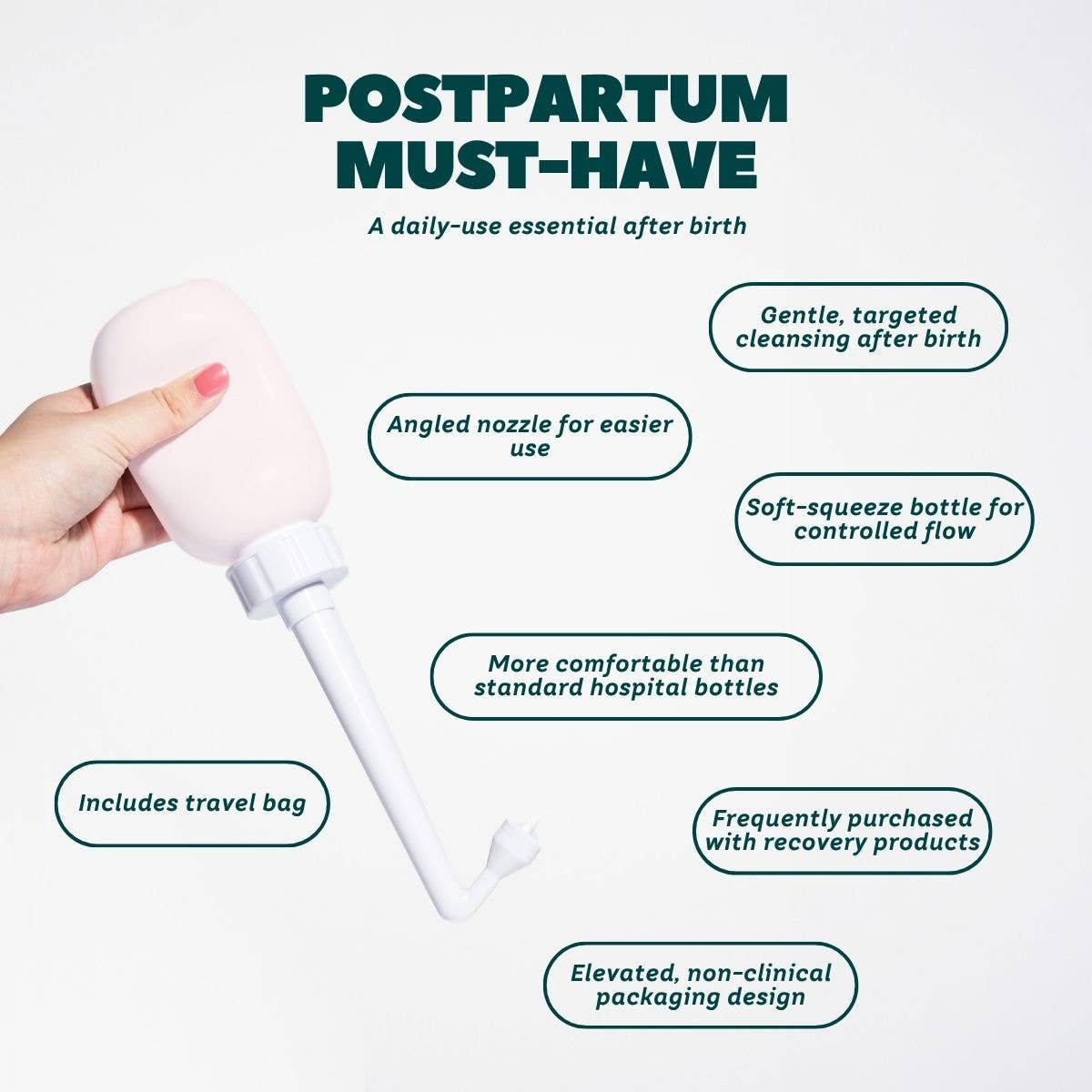 Postpartum Peri Wash Bottle — Angled Nozzle, BPA-Free