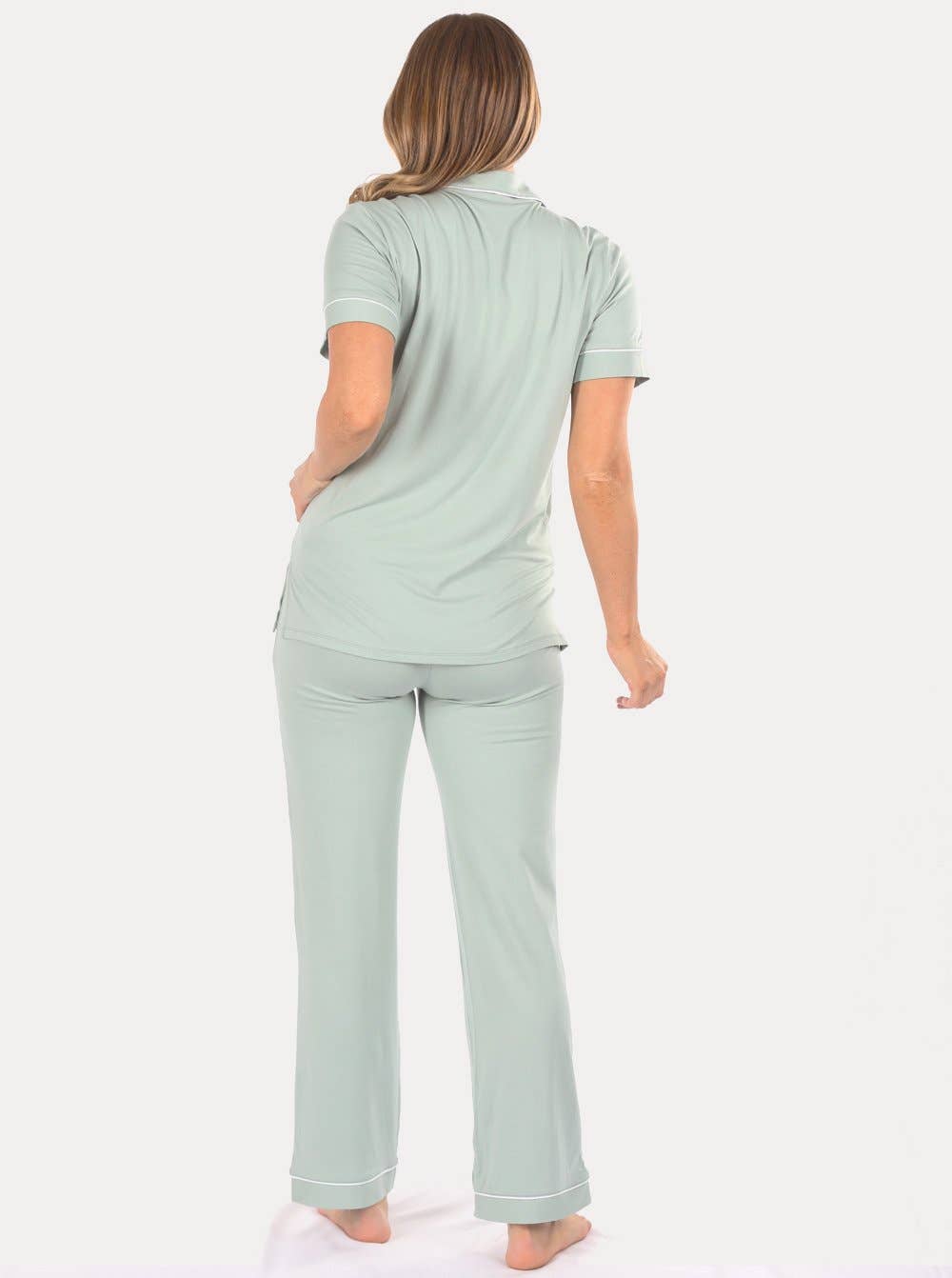 Sage Button Front Maternity & Nursing Sleep Set