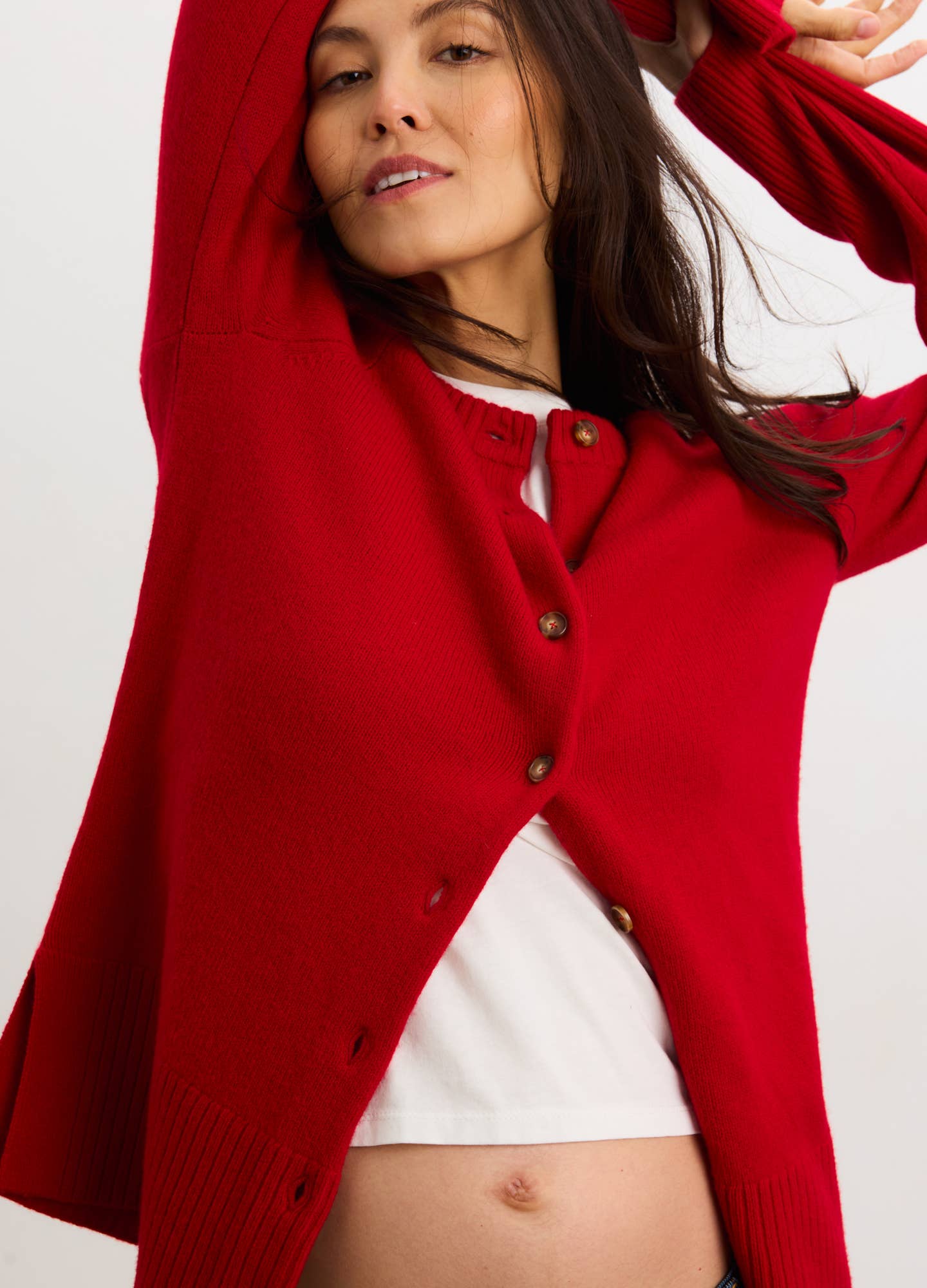 Celine Merino Wool Cardigan - Cherry (Hatch)