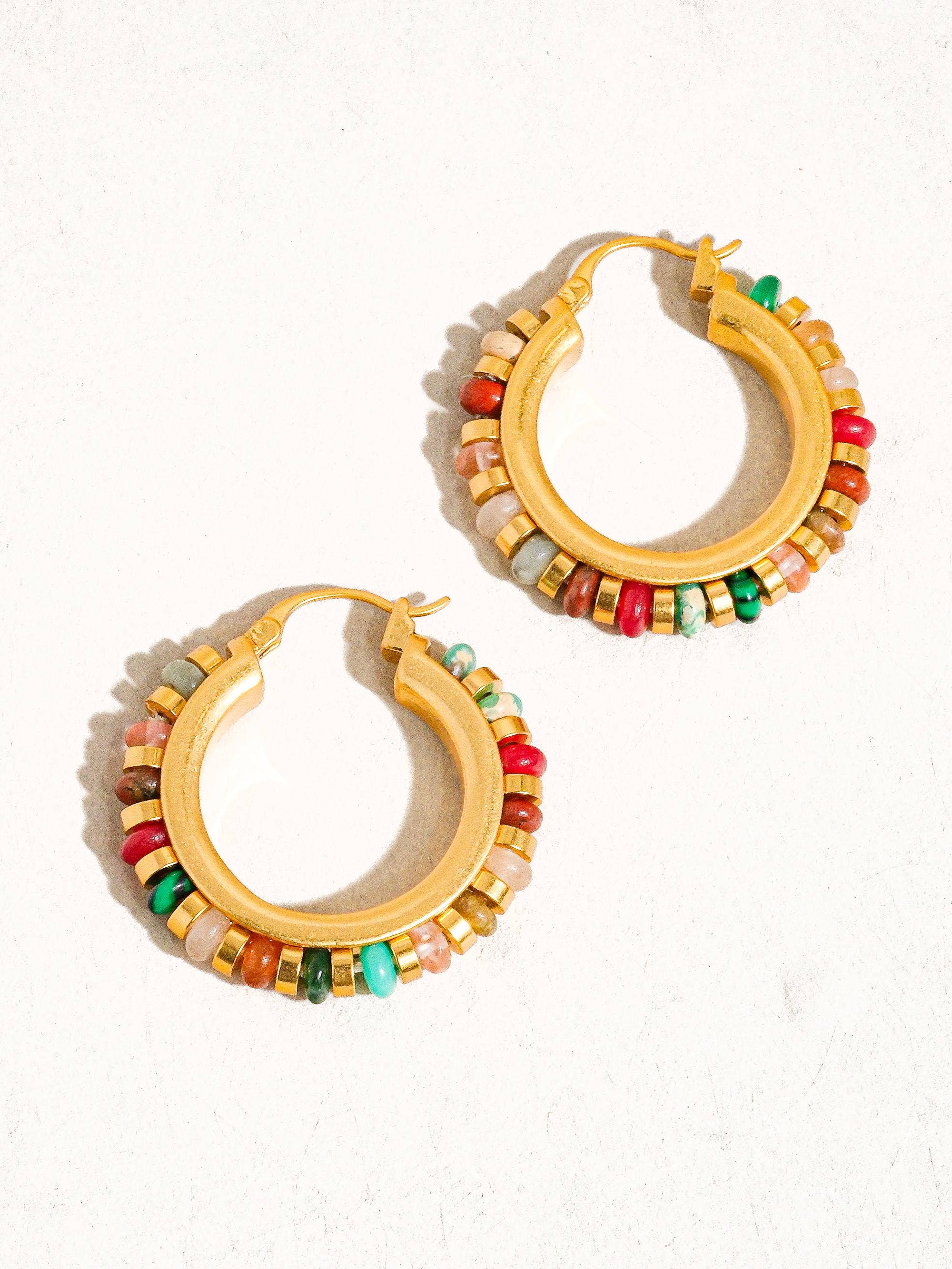 Capri 18K Gold Color Beaded Resort Hoop Earrings