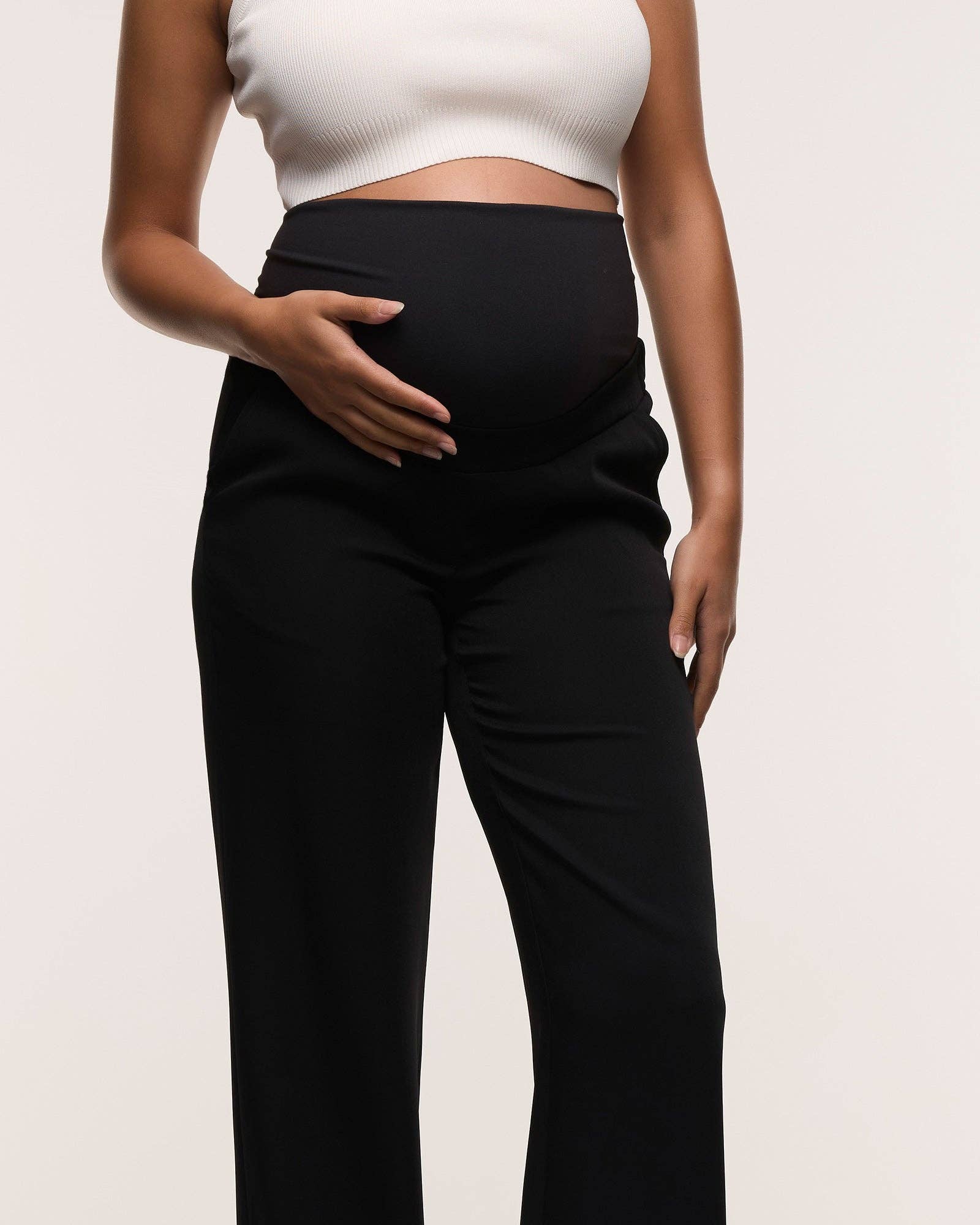 Pantalon de maternité droit classique couvrant le ventre