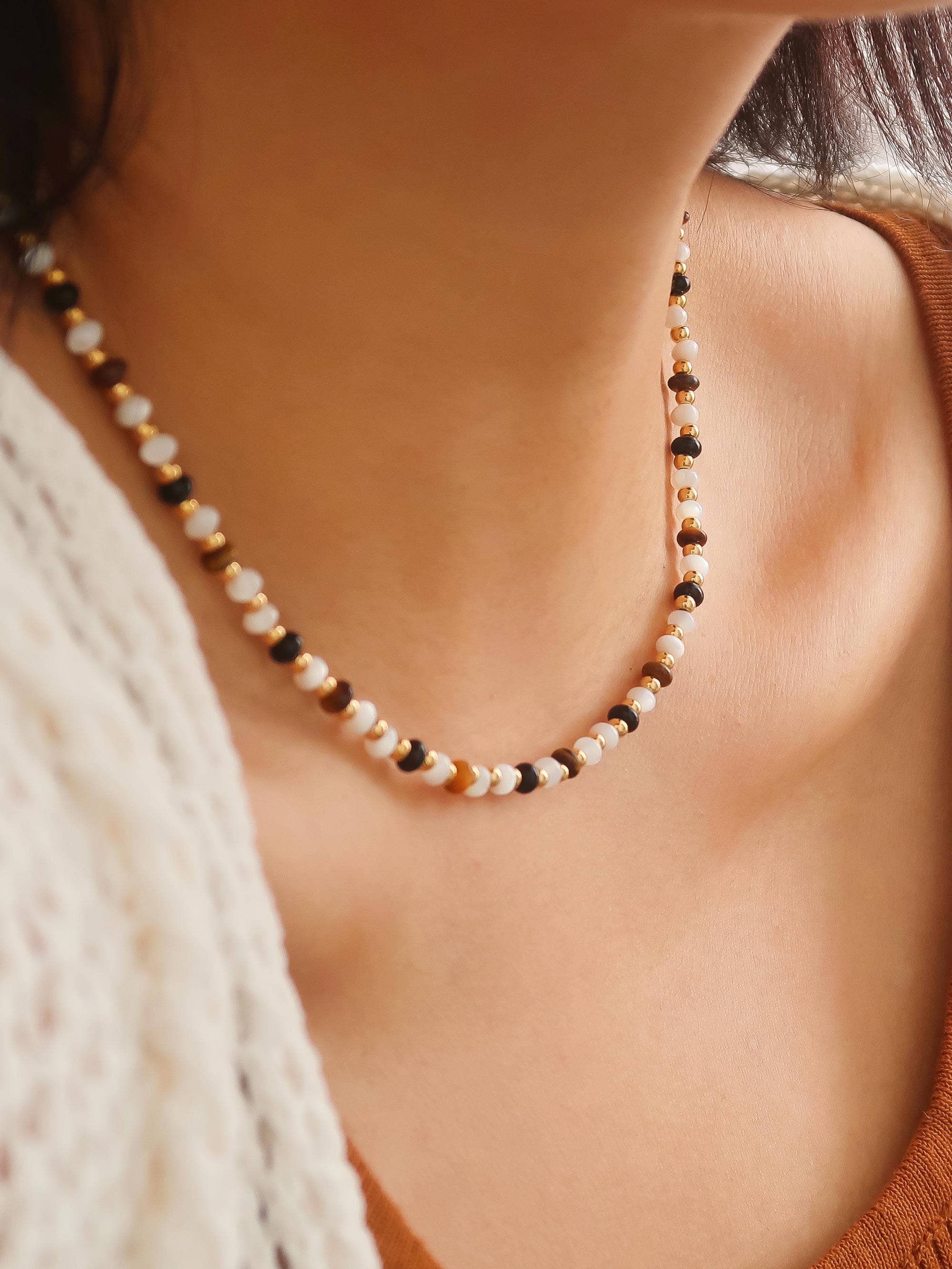 Arrow 18K Gold Beaded Necklace