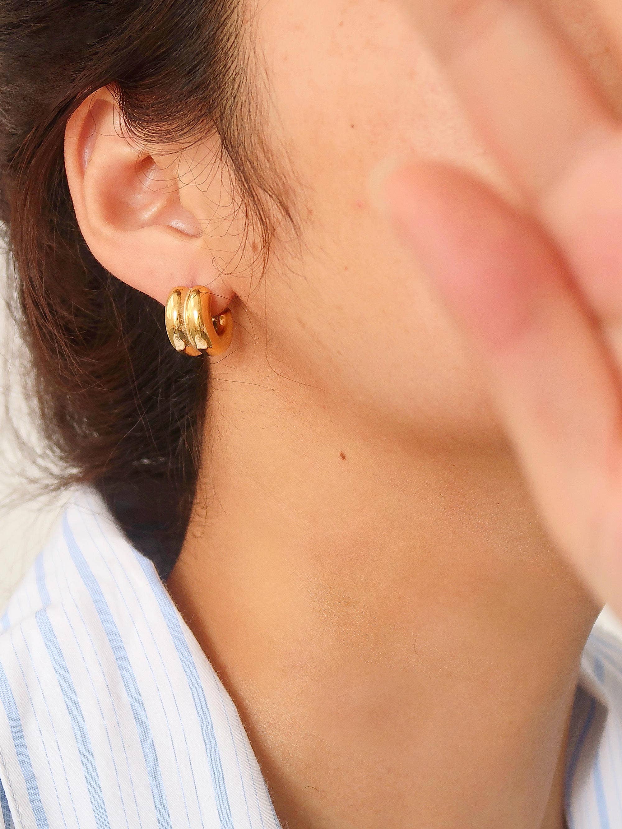 Boucles d'oreilles Emma inaltérables à double créoles : or jaune