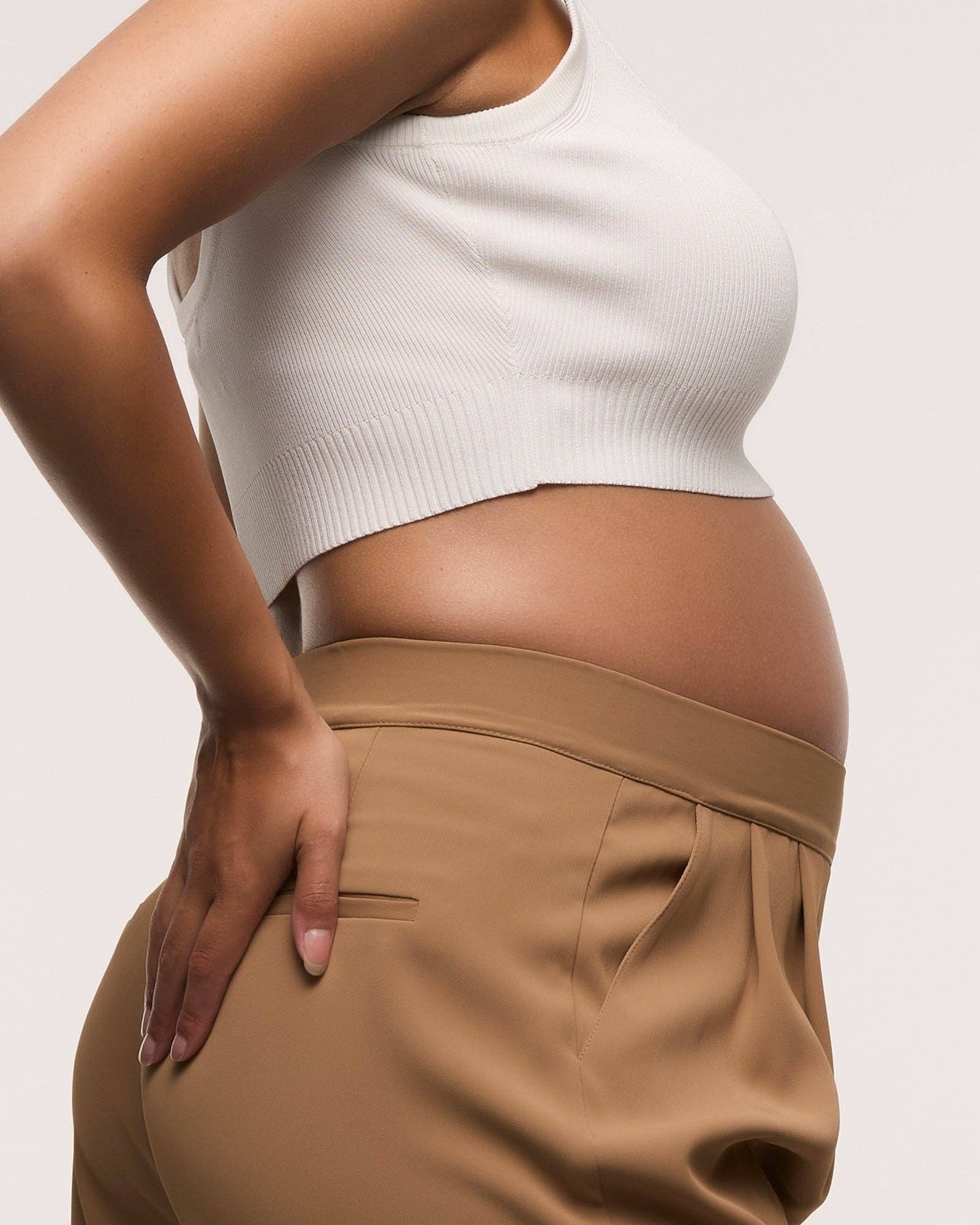 Wide Leg Pleated Maternity Pants