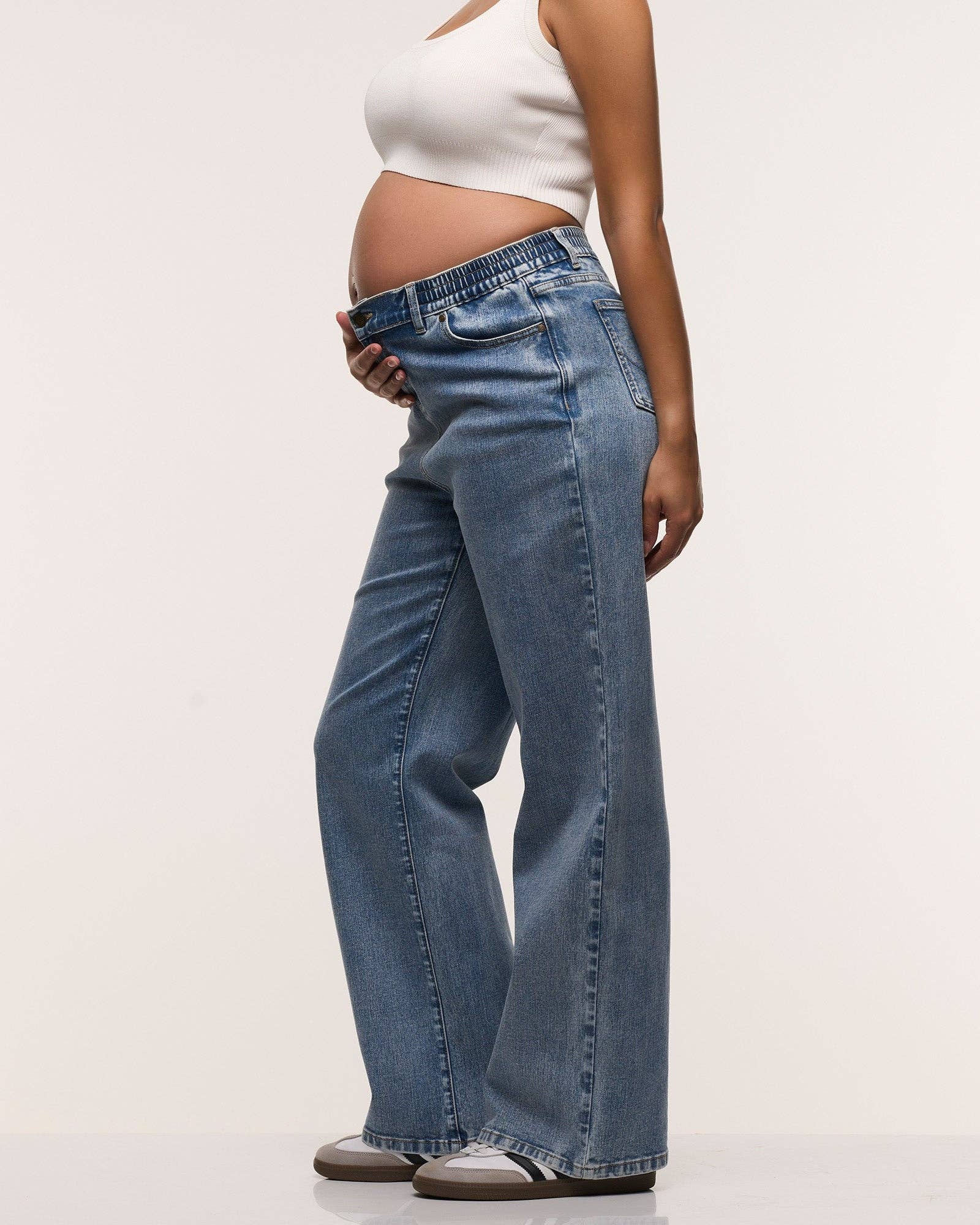 Relaxed Wide Leg Maternity Jeans (Dark Stone)