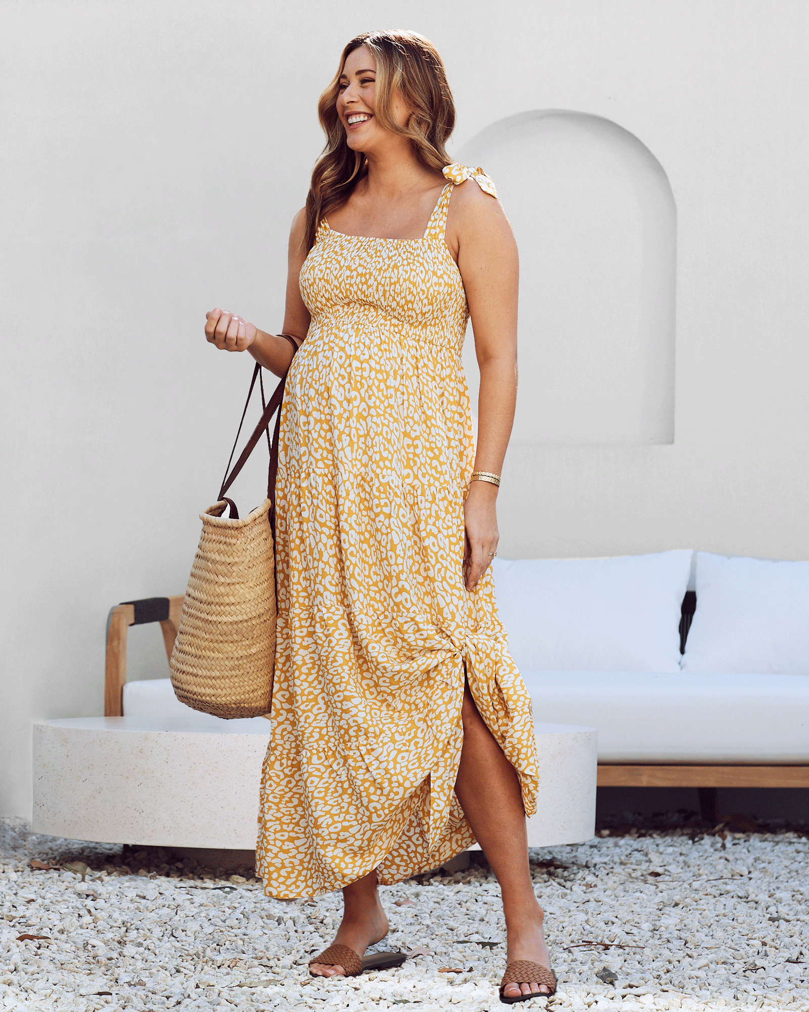 Chelsea Ruffle Maternity Maxi Dress