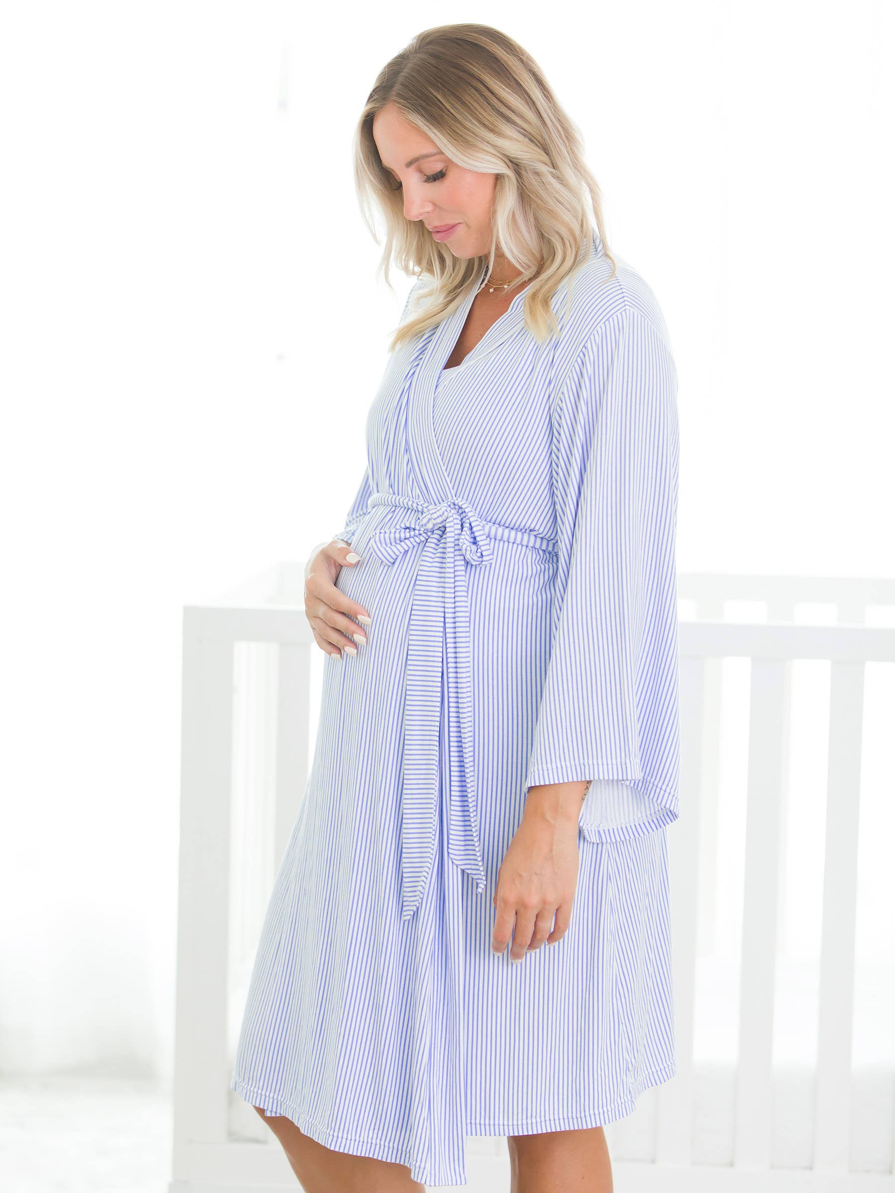 SoftSnooze™ Mommy & Me Bamboo Periwinkle Stripe Robe