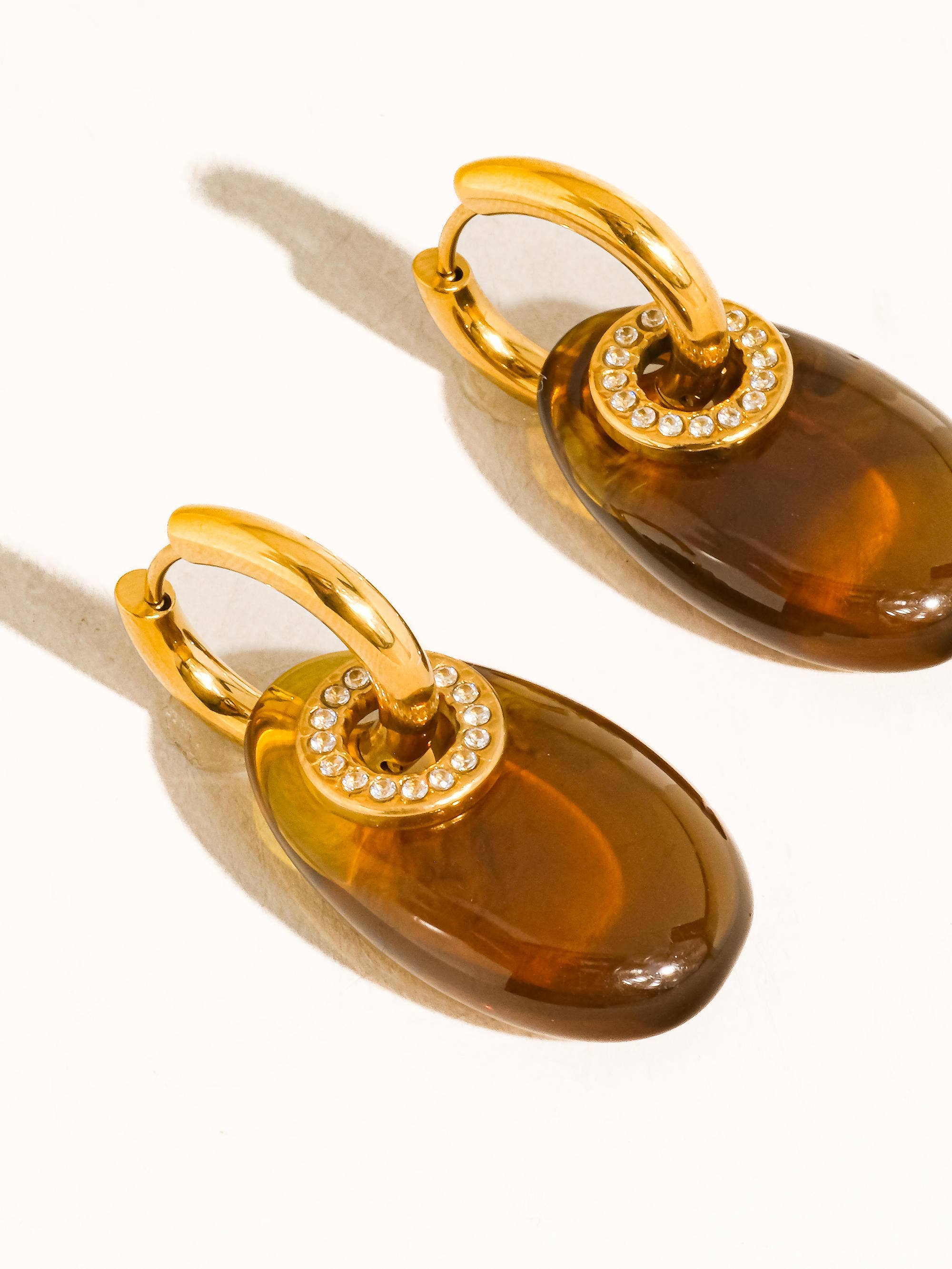 Canari 18K Gold Non-Tarnish Resin Hoop Earrings