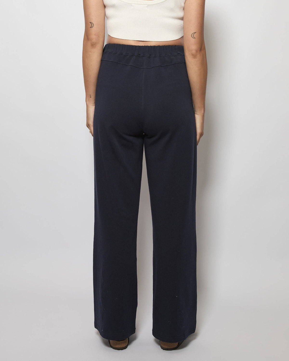 Harriette Wide Cotton Pants - Navy