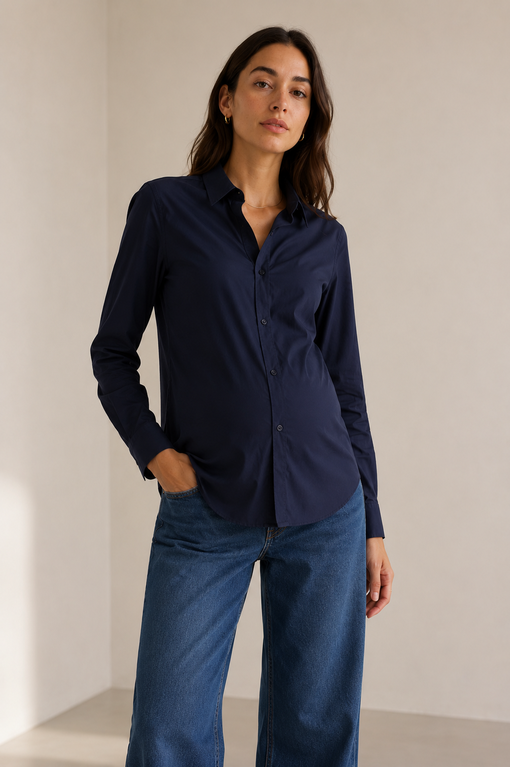 The Form Maternity Shirt — Navy
