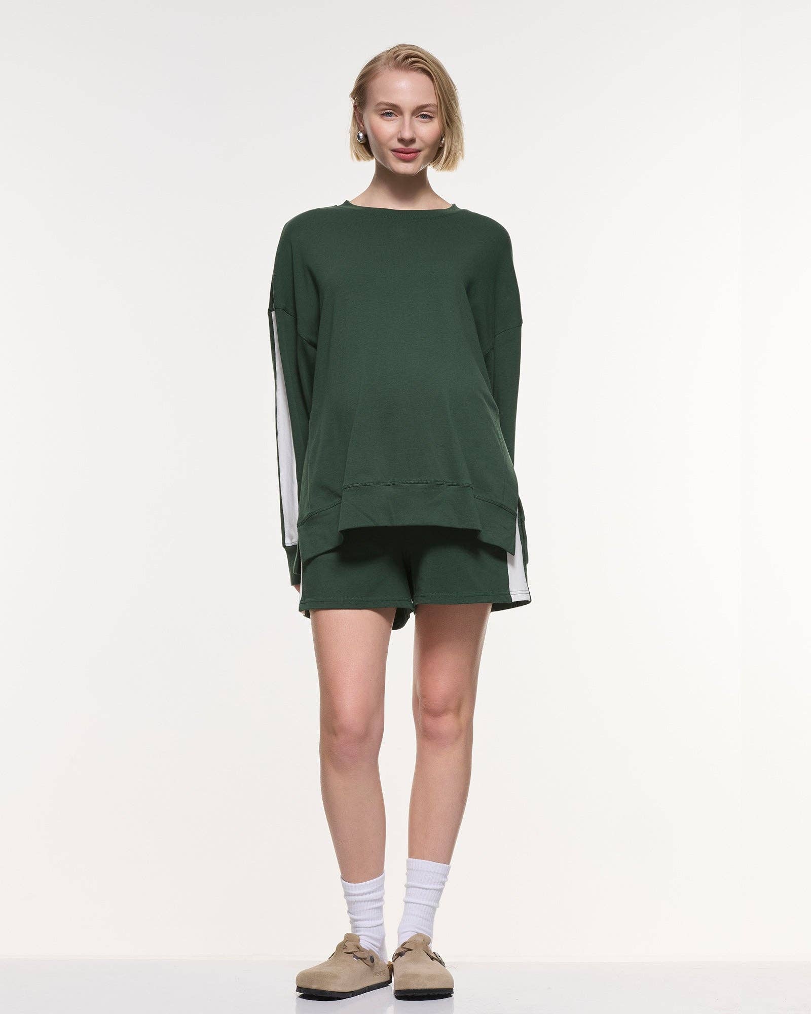 Side Split Stripe Cotton Top