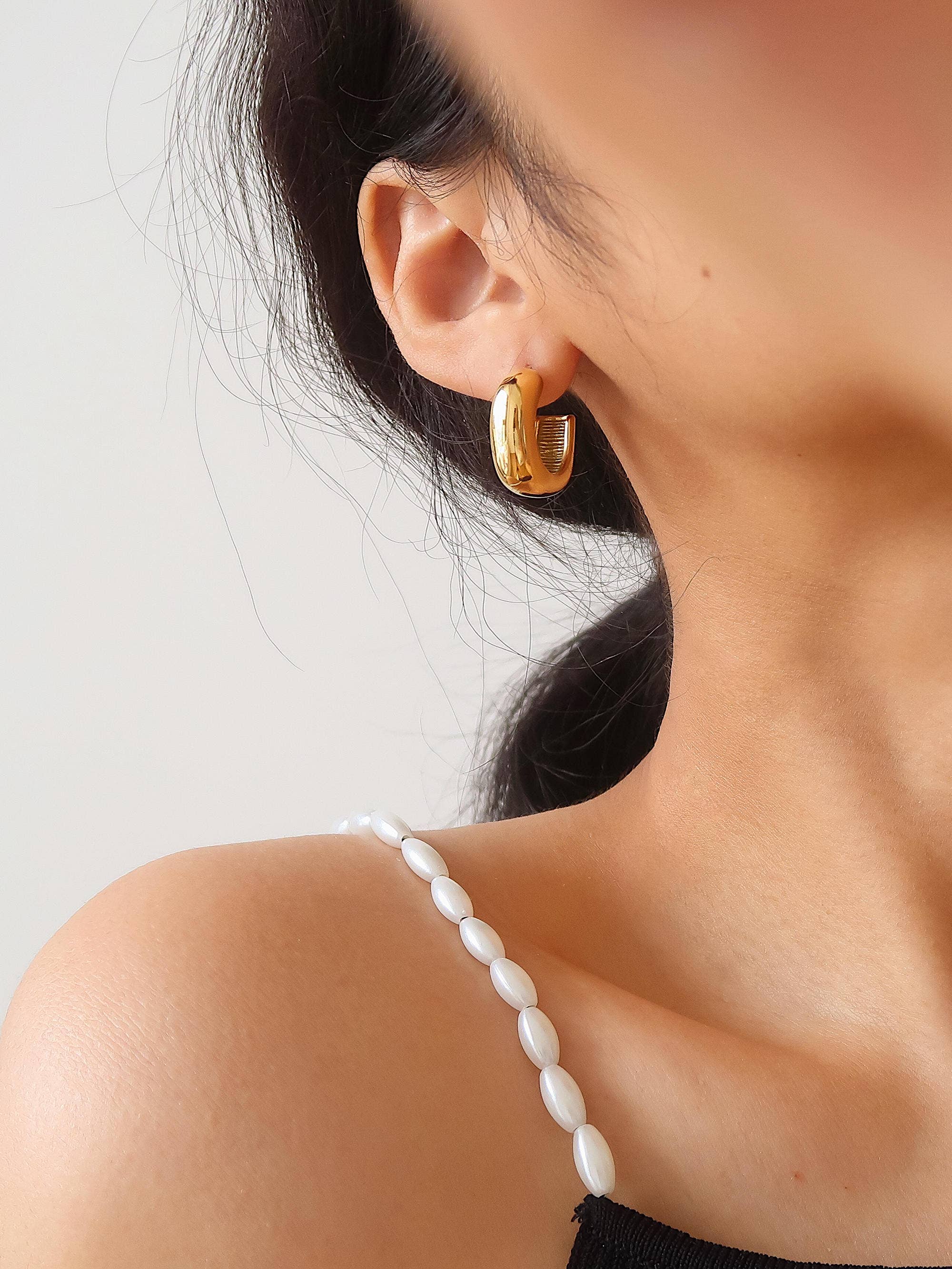 Demi 18K Gold Non-Tarnish Classic C Hoop Earrings