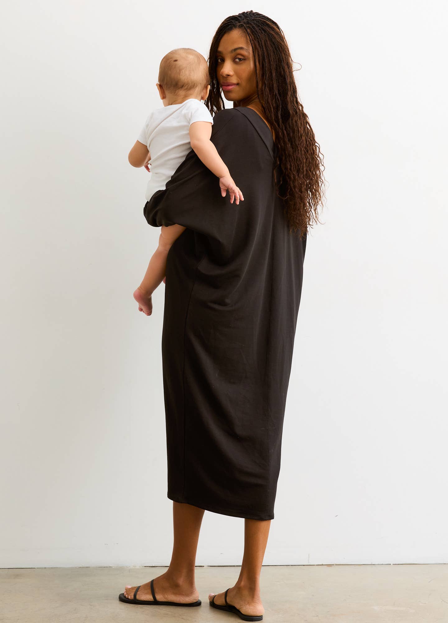 Robe de visiteuse – Vêtement d'intérieur luxueux pour la maternité et l'allaitement, robe midi