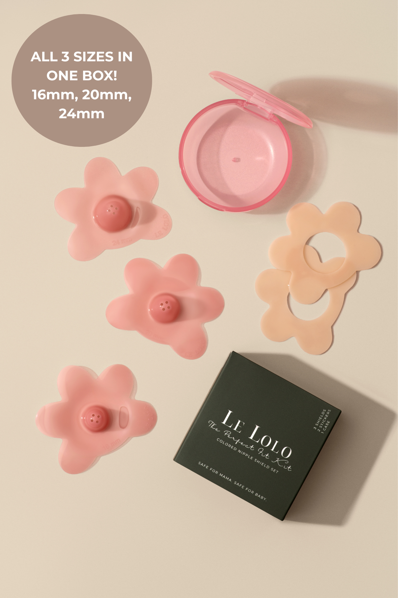 Nipple Shield Set, 3 sizes in 1