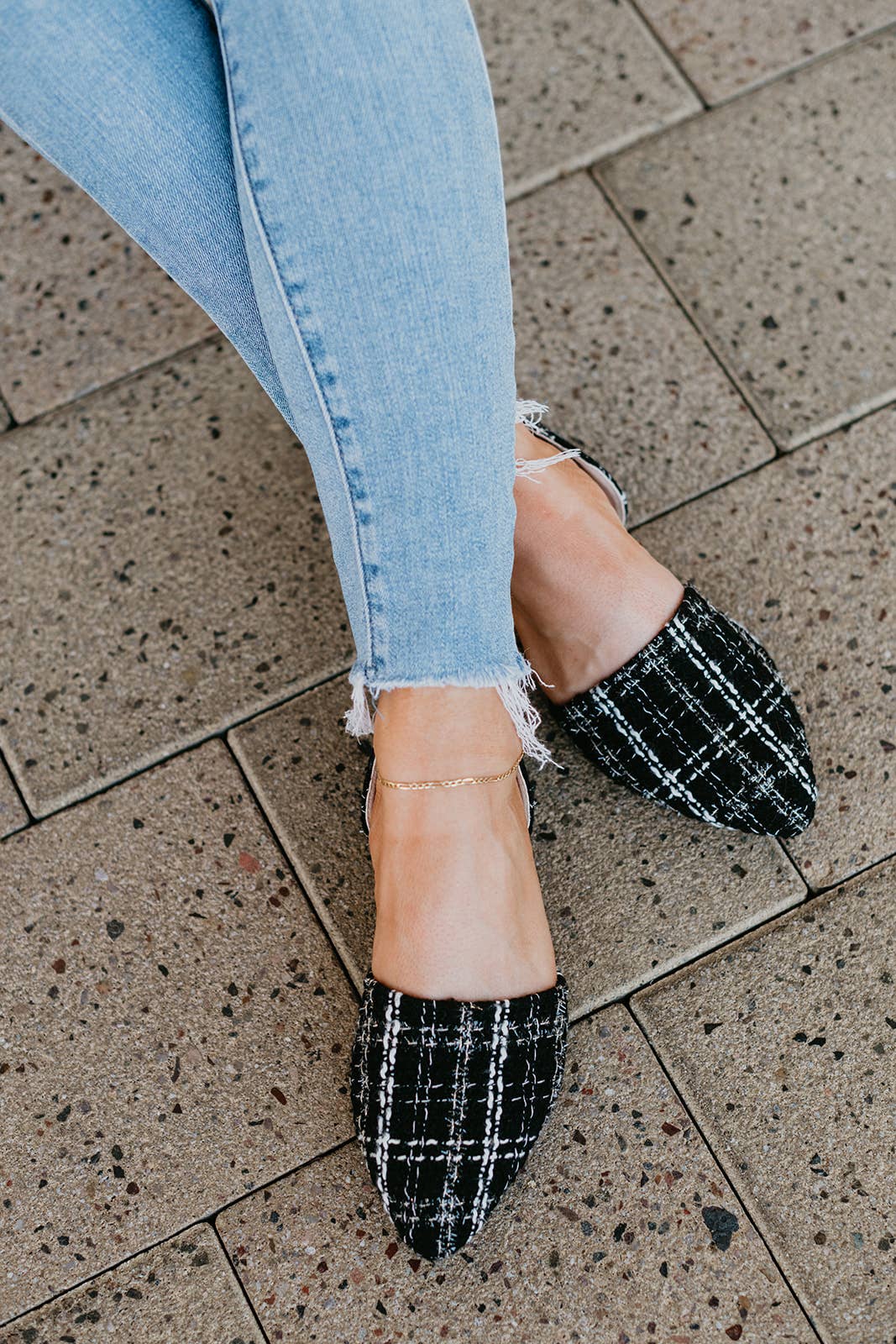 City Girl – Rollasoles D'Orsay en tweed noir