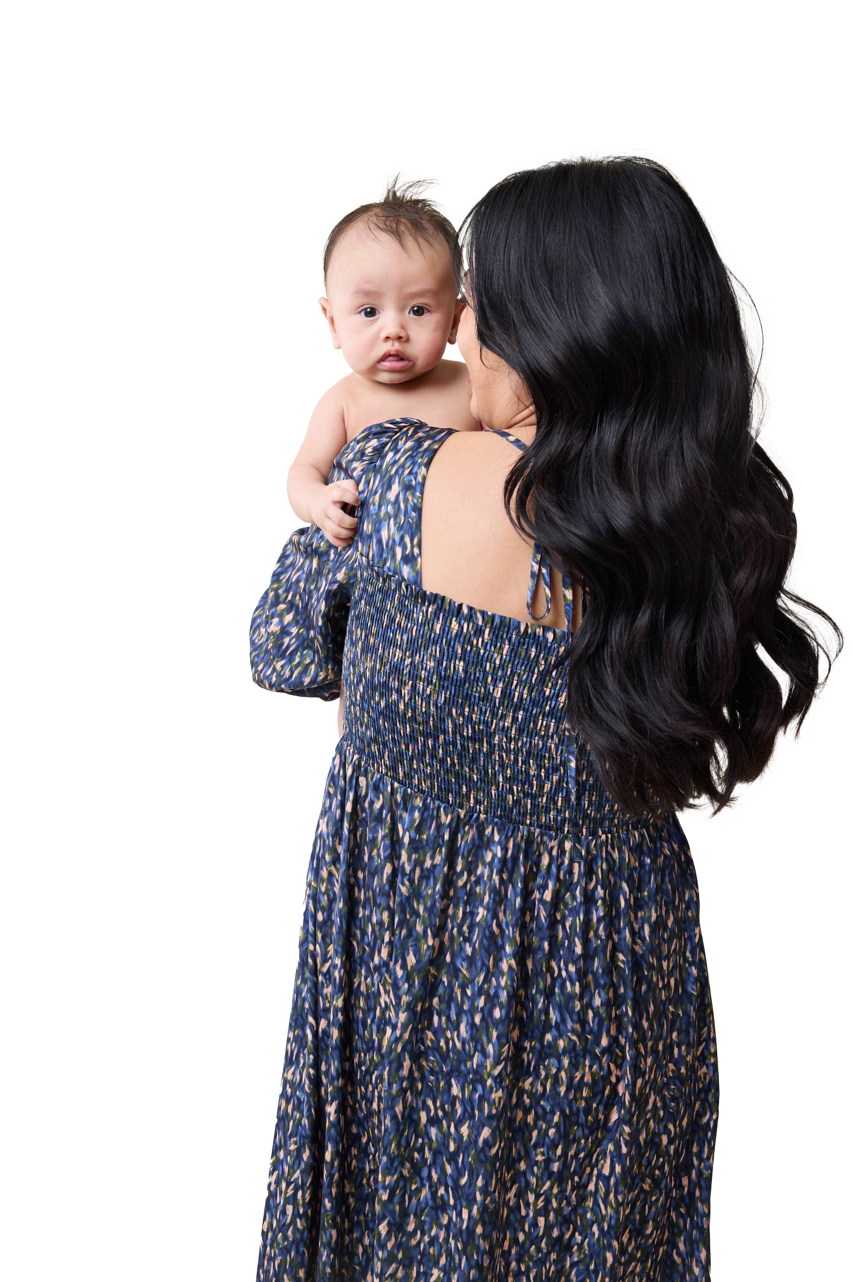 The Breeze Maternity Midi Dress - Blue Print