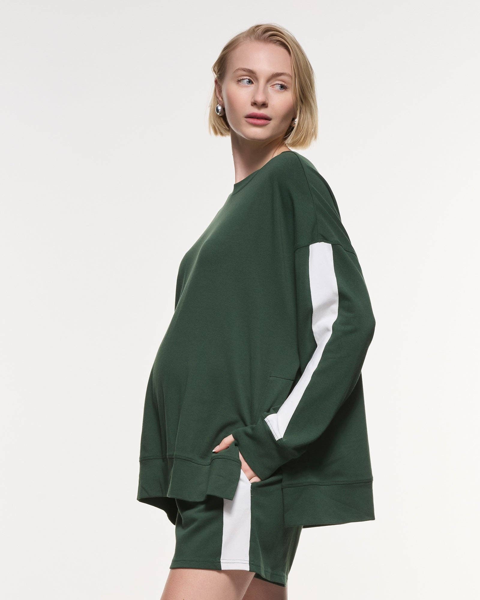 Side Split Stripe Cotton Top