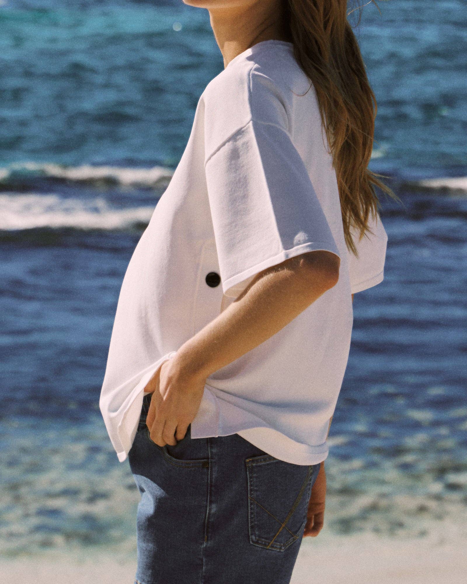 Haut d'allaitement boutonné en crêpe