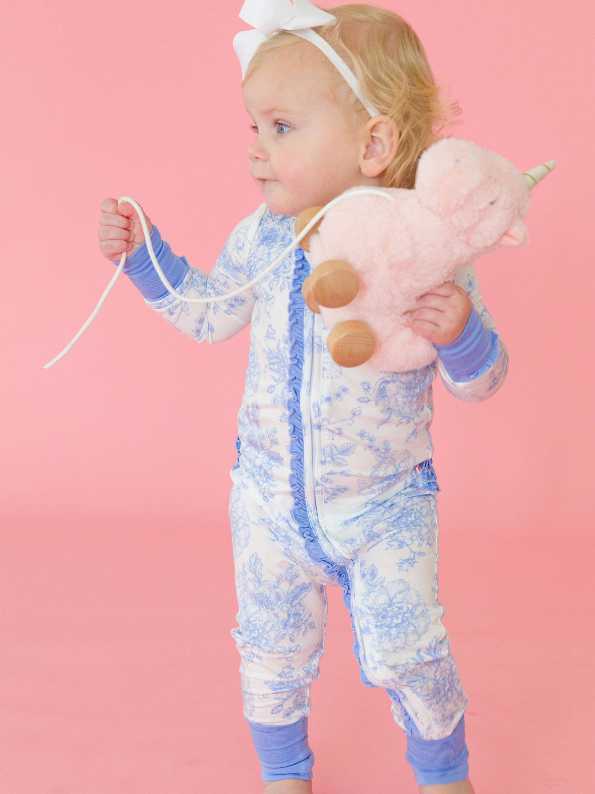 SoftSnooze™ Bamboo Periwinkle Butterfly Garden Convertible Ruffle Footie