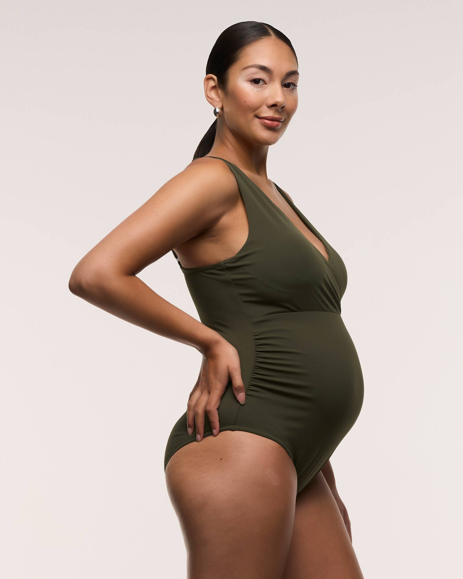 Cross Front One Piece Maternity Swimsuit - Forest