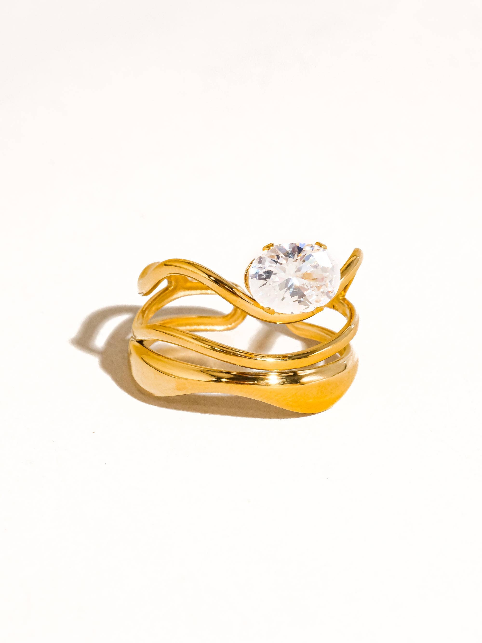 Gloire 18K Gold Non-Tarnish Abstract CZ Ring