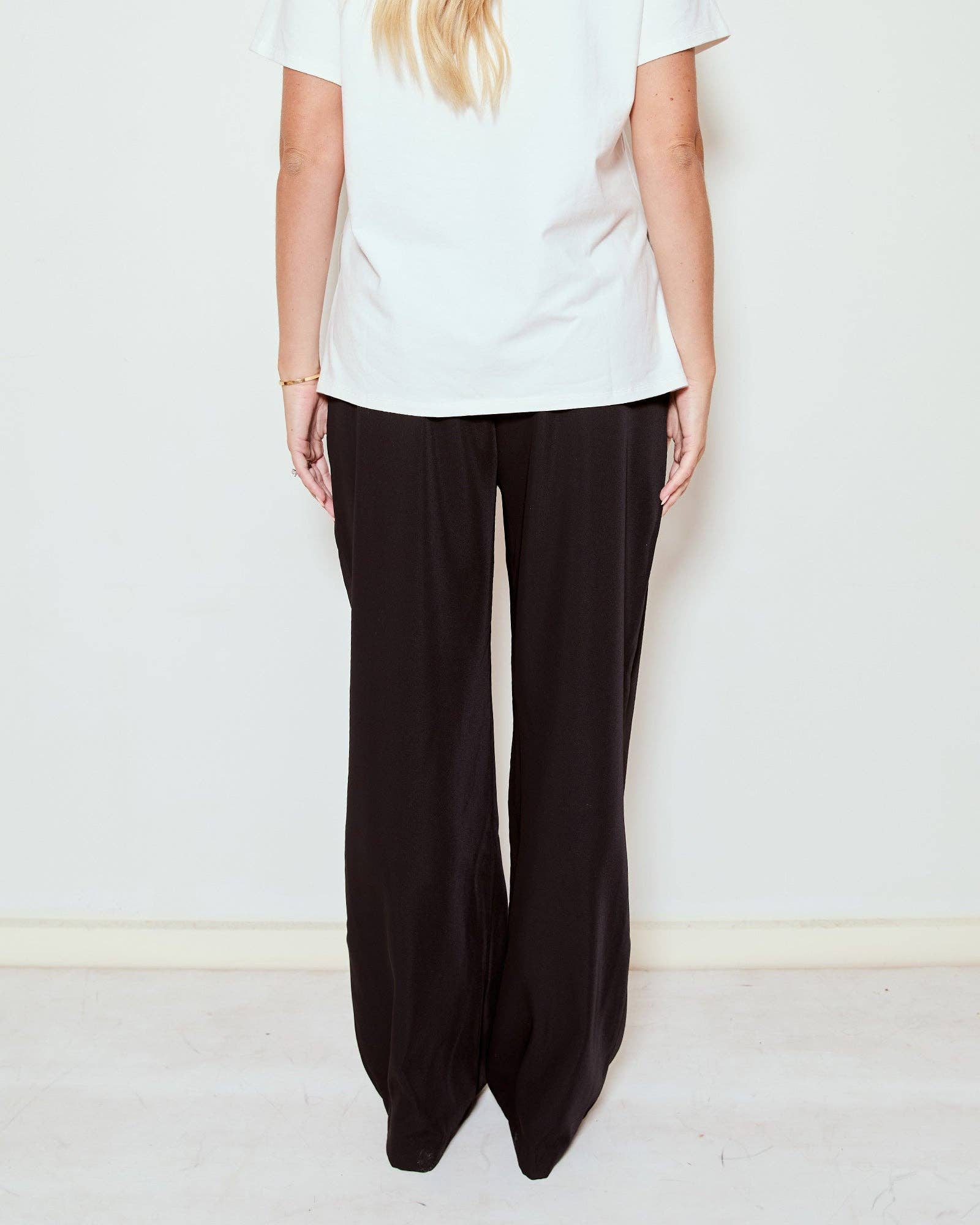 Draped Wide Leg Pants (Black)