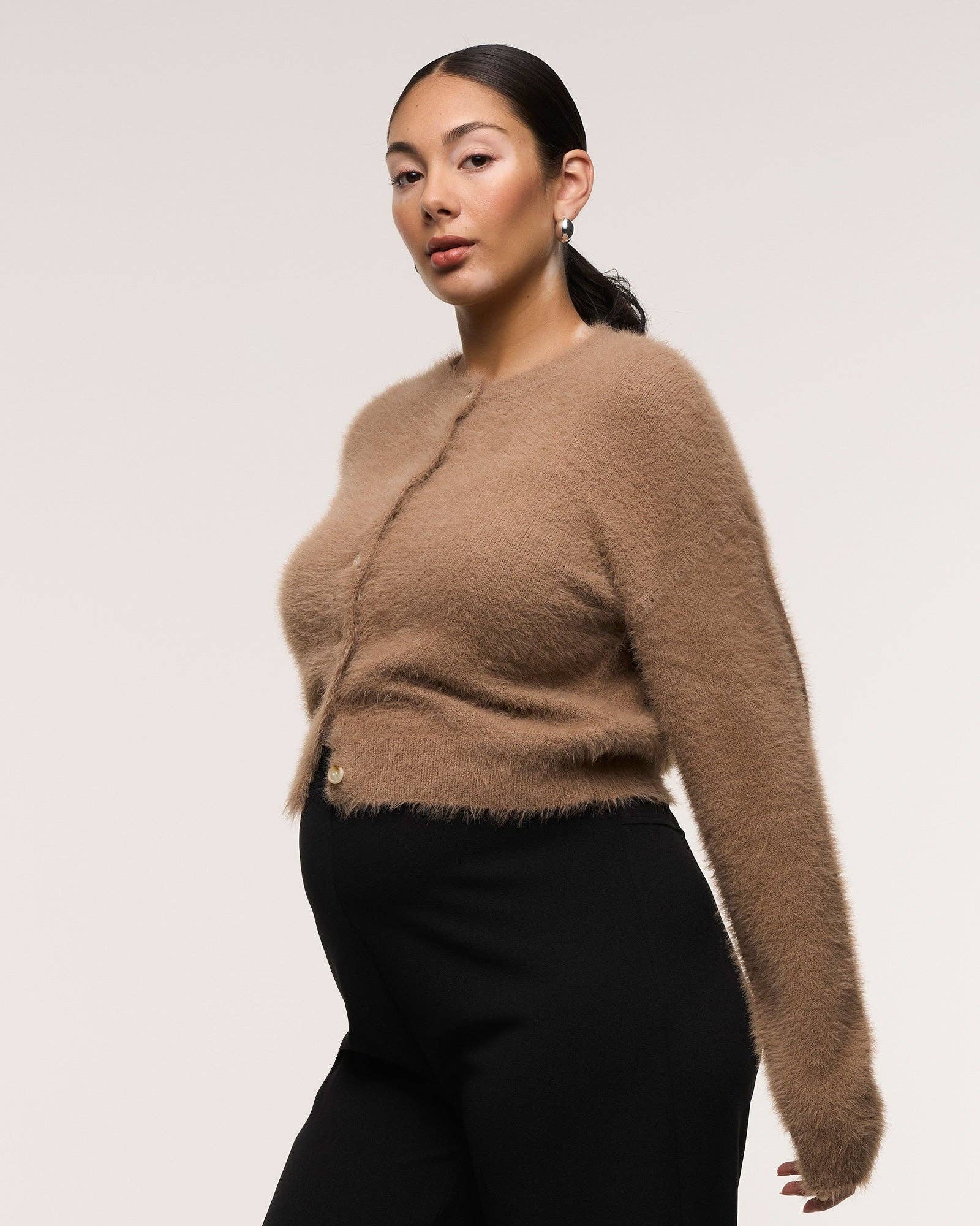 Rosie Brushed Light Taupe Cardigan