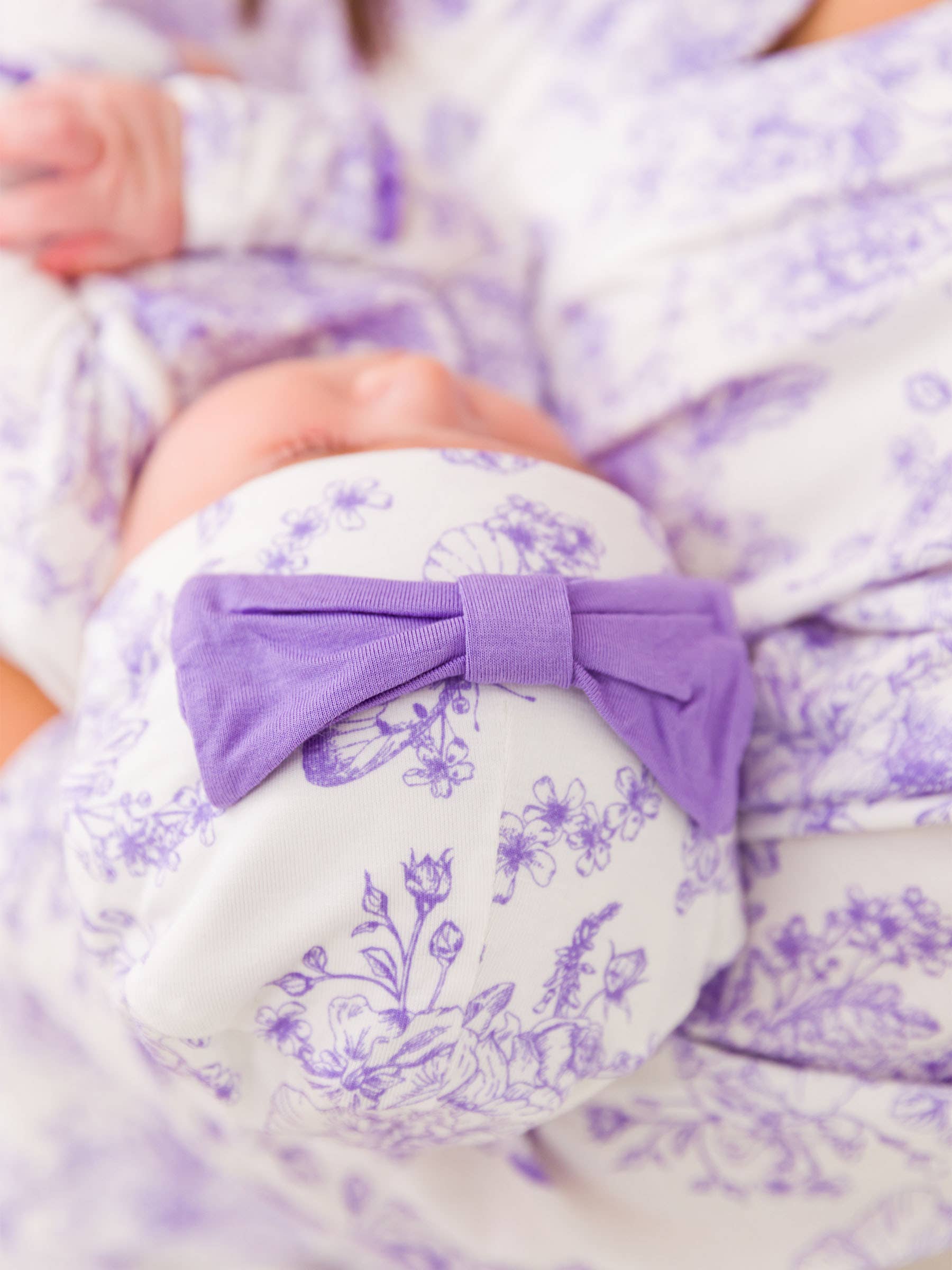SoftSnooze™ Baby Girls Bamboo Purple Butterfly Sleep Gown & Hat Set