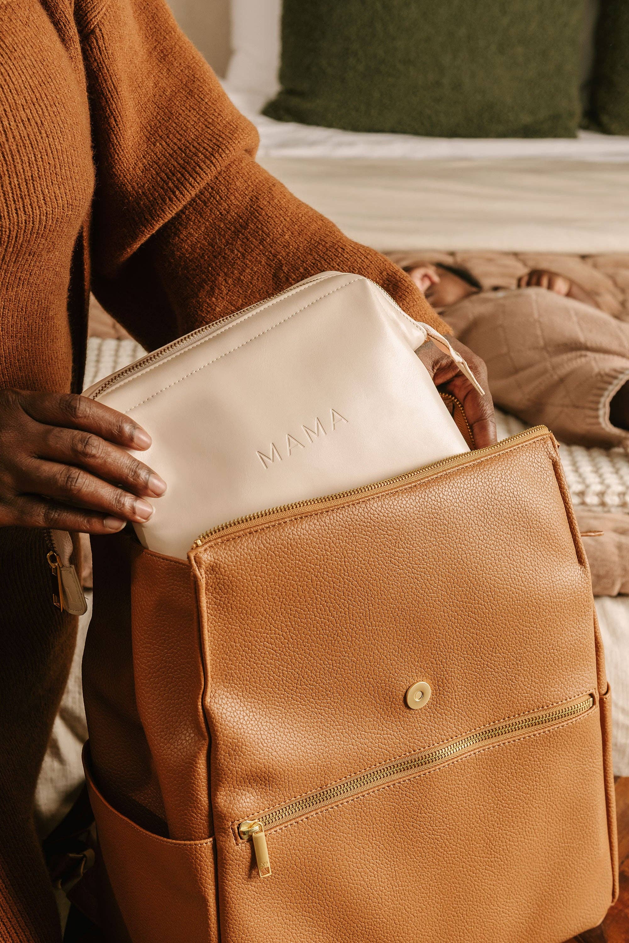 Sac à main en cuir végan pour maman | Cadeau pour nouvelle maman, post-partum, bébé