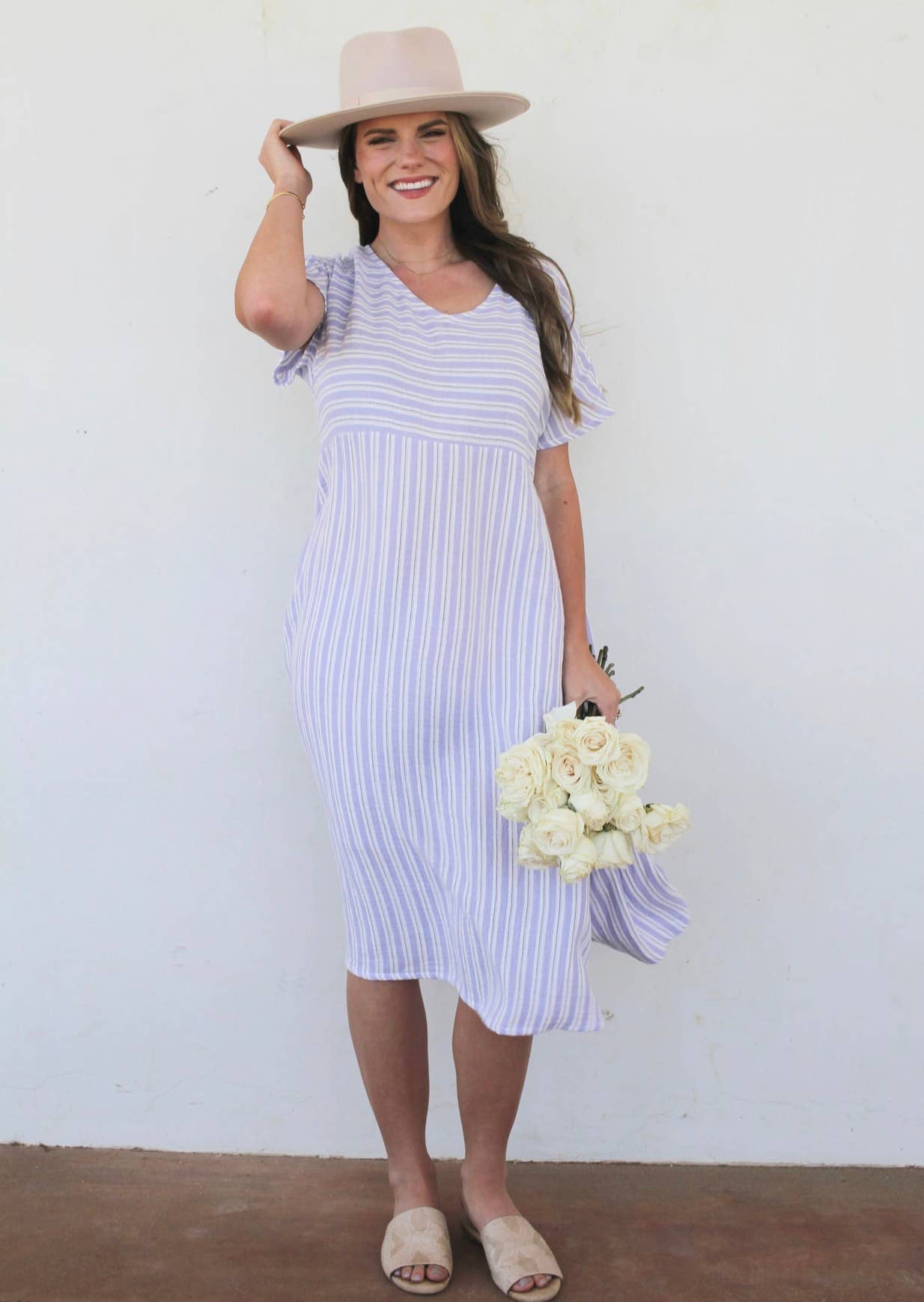 Violet Striped Muslin Dress
