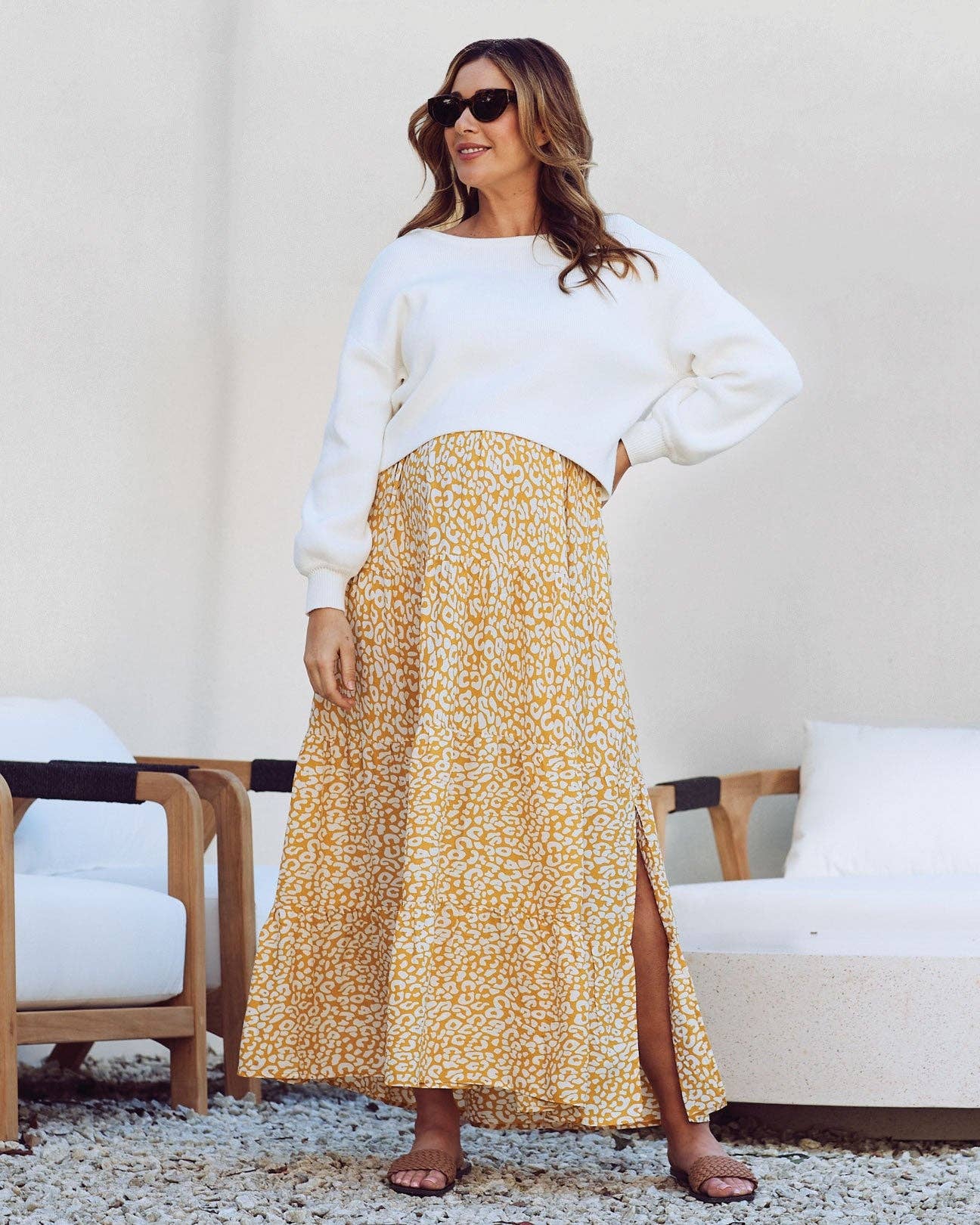 Chelsea Ruffle Maternity Maxi Dress