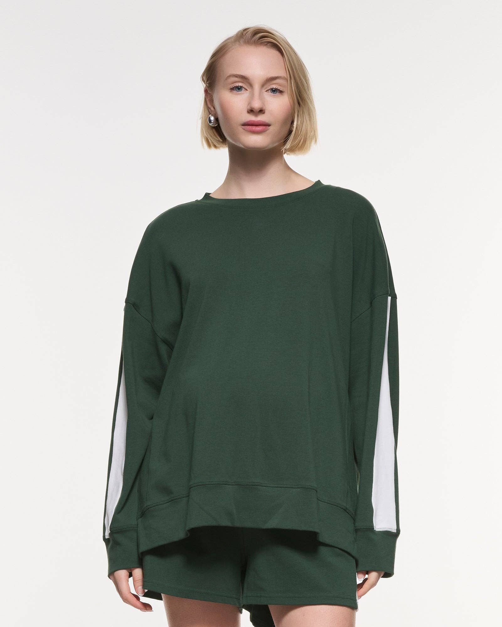 Side Split Stripe Cotton Top