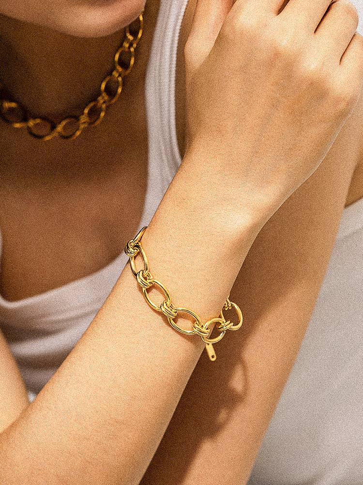 Tila 18K Gold Non-Tarnish Bold Chain Bracelet: Yellow Gold